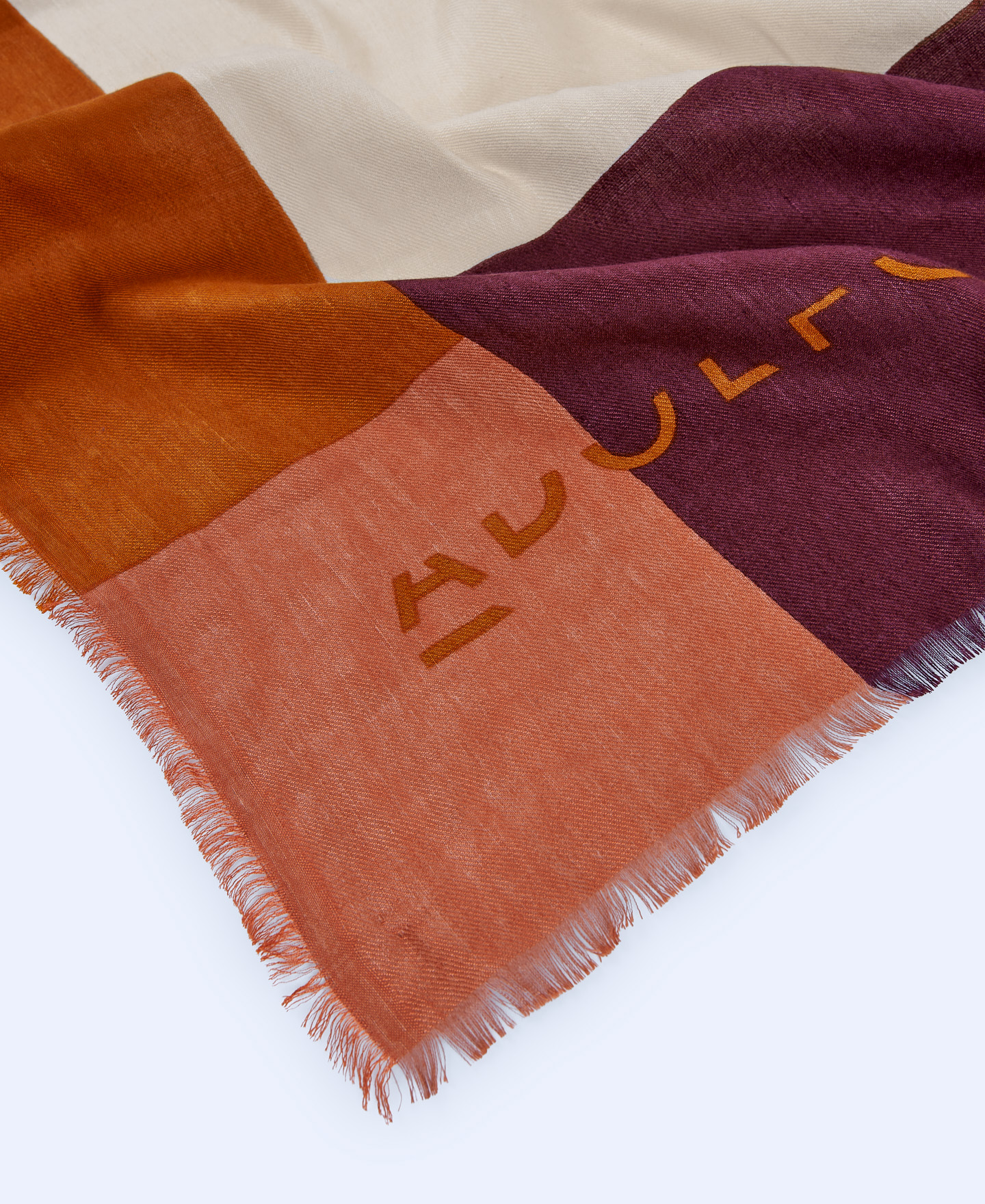 European linen Color Block printed shawl image number 2