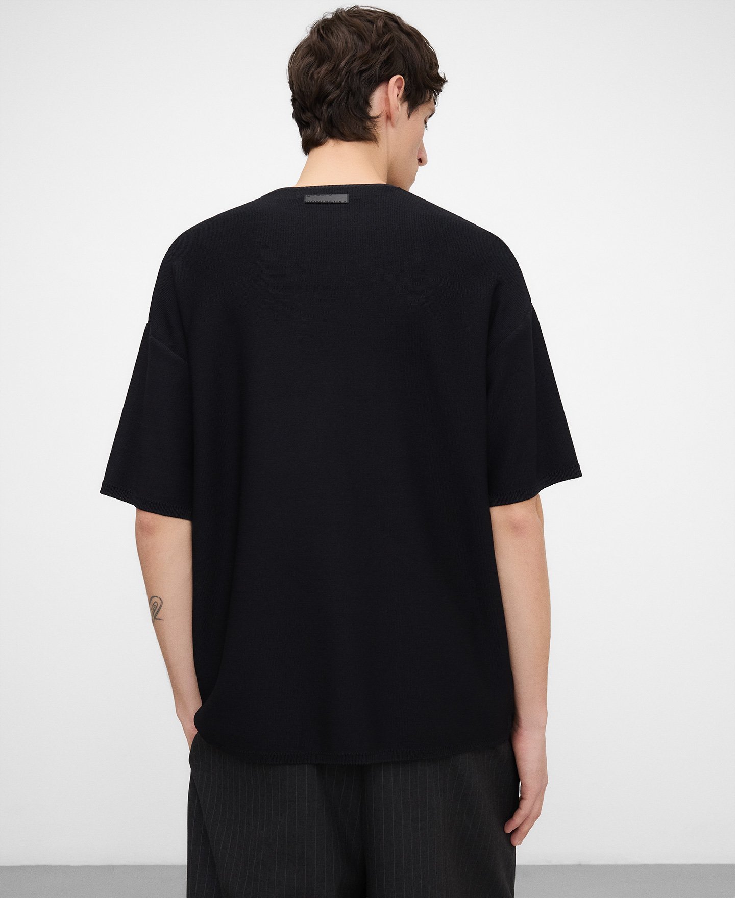 Raffia detail short sleeve sweater man image number 2