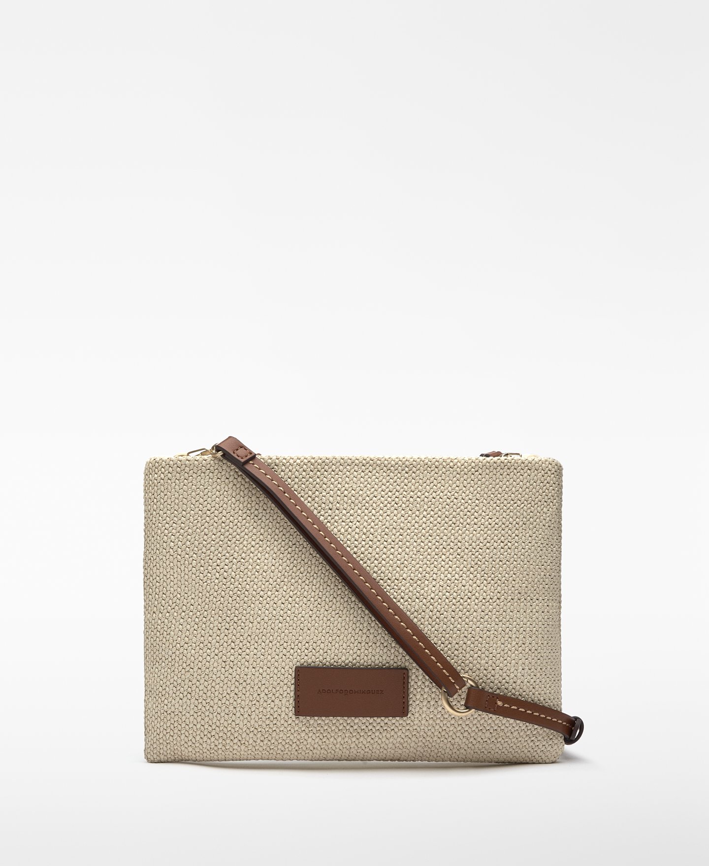 Raffia-textured shoulder bag woman image number 0
