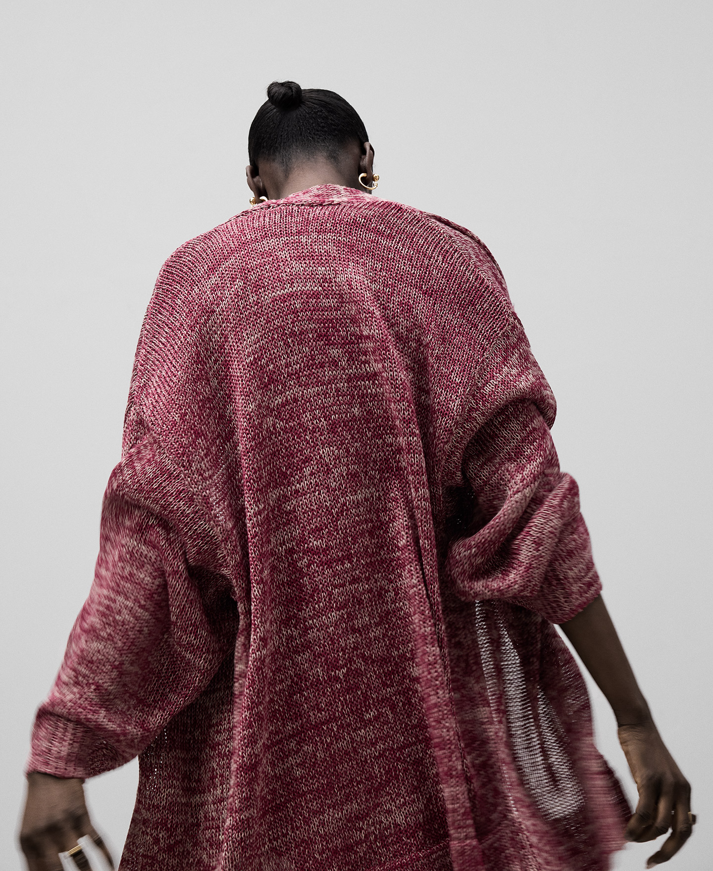 Chaqueta kimono larga punto mujer image number 4