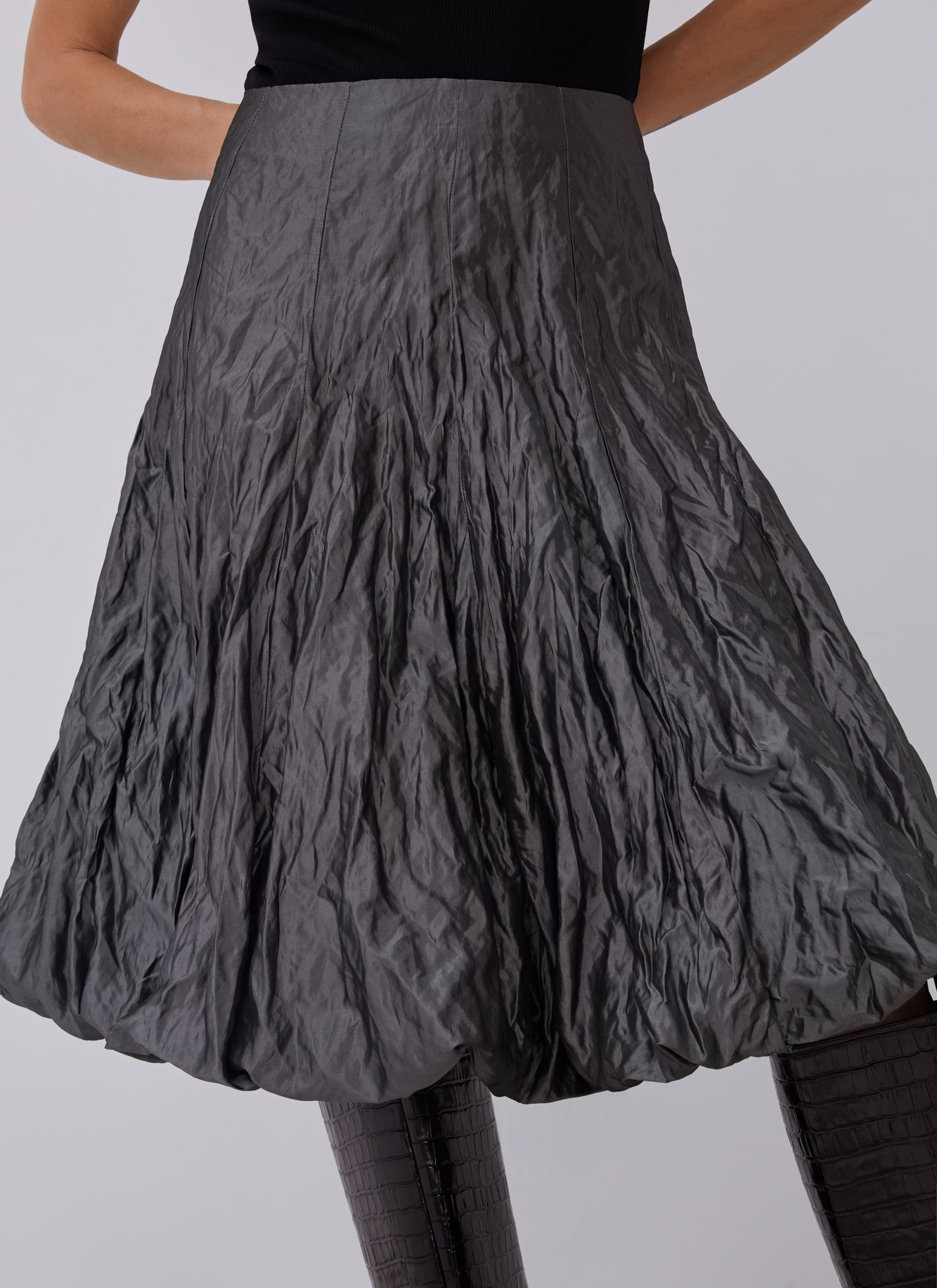Falda midi fibra de metal image number 0