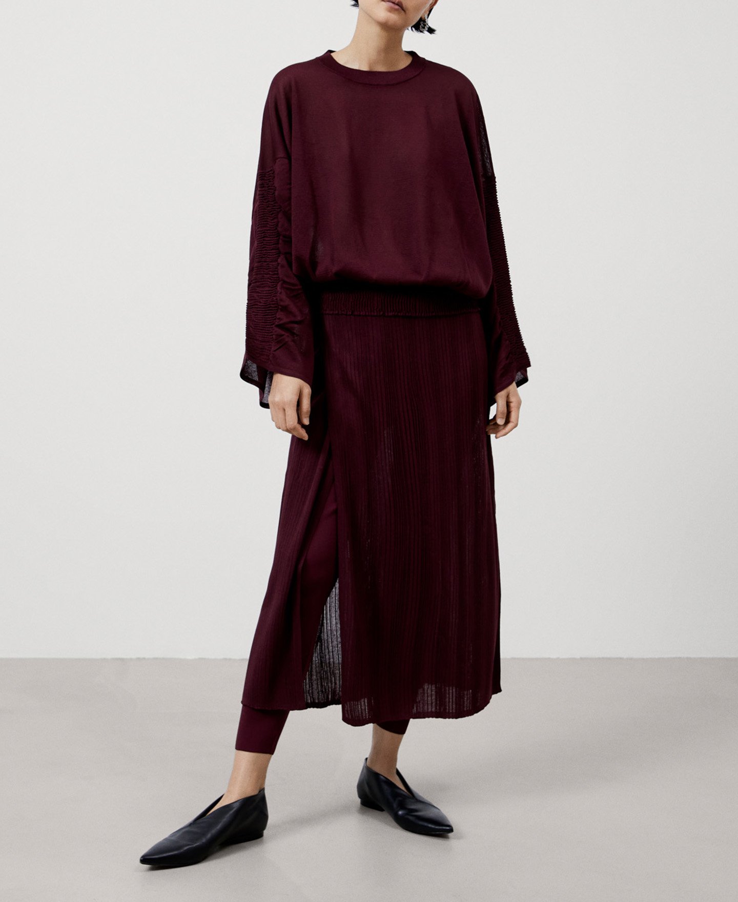 Pleated viscose skirt with leggings image number 1