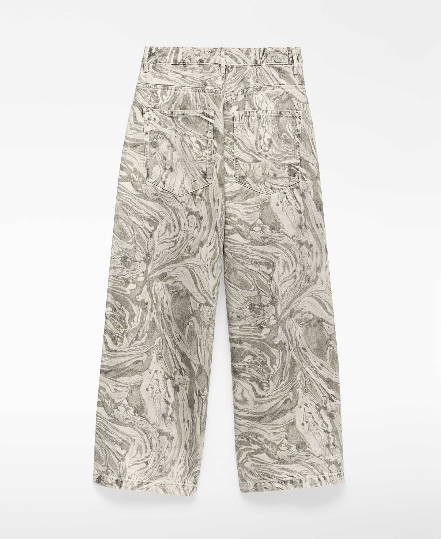 Denim printed wide leg trousers woman image number 7