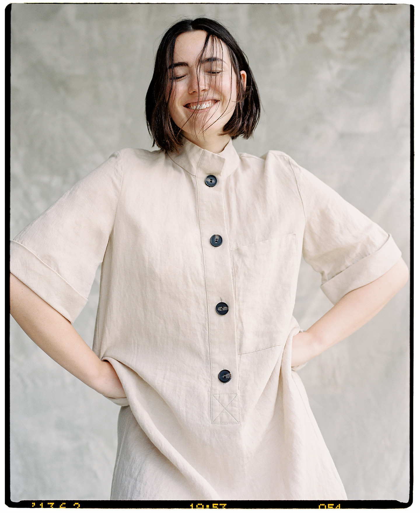 Midi dress in natural European linen image number 0