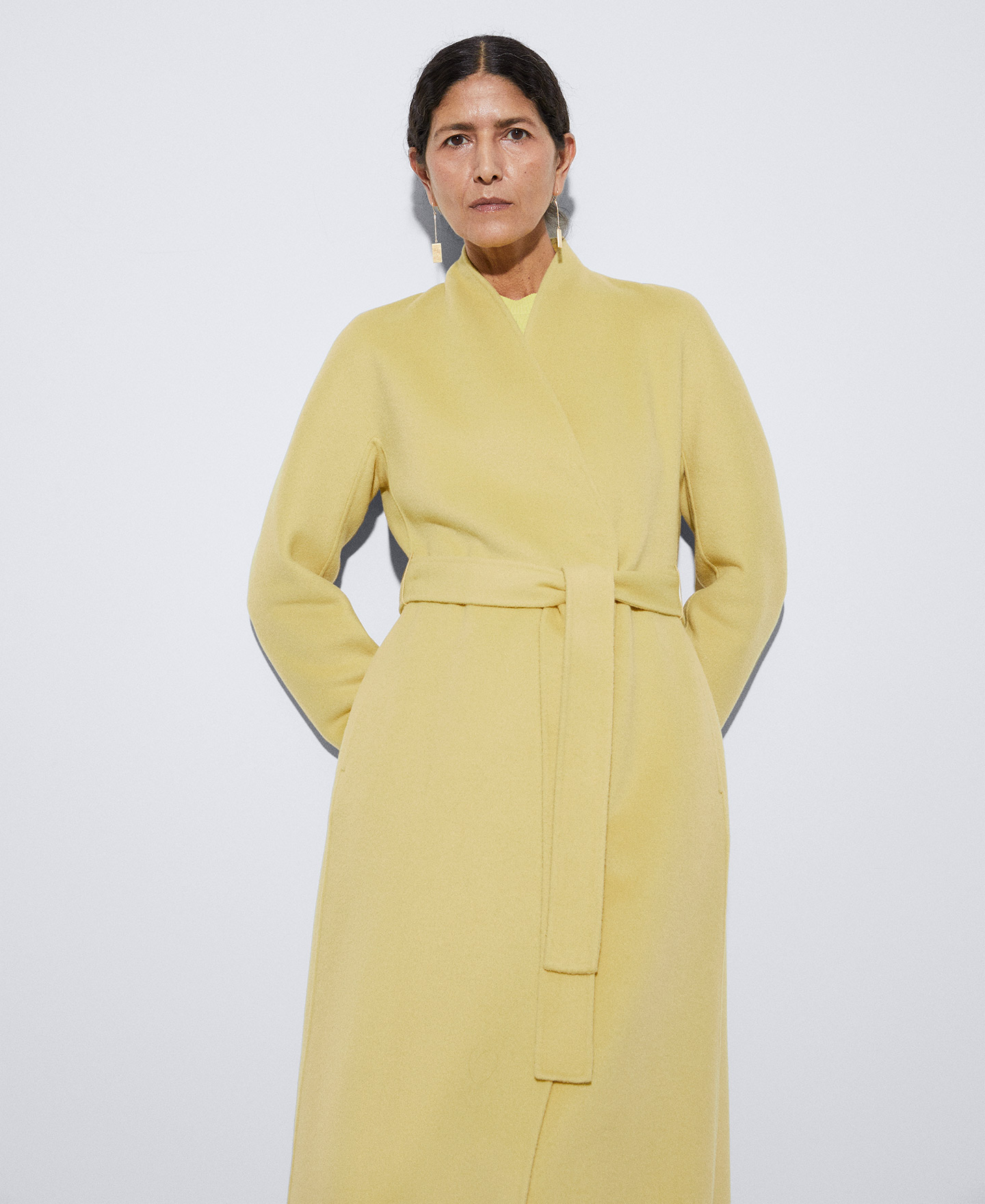 Double face wool V-neckline coat image number 0