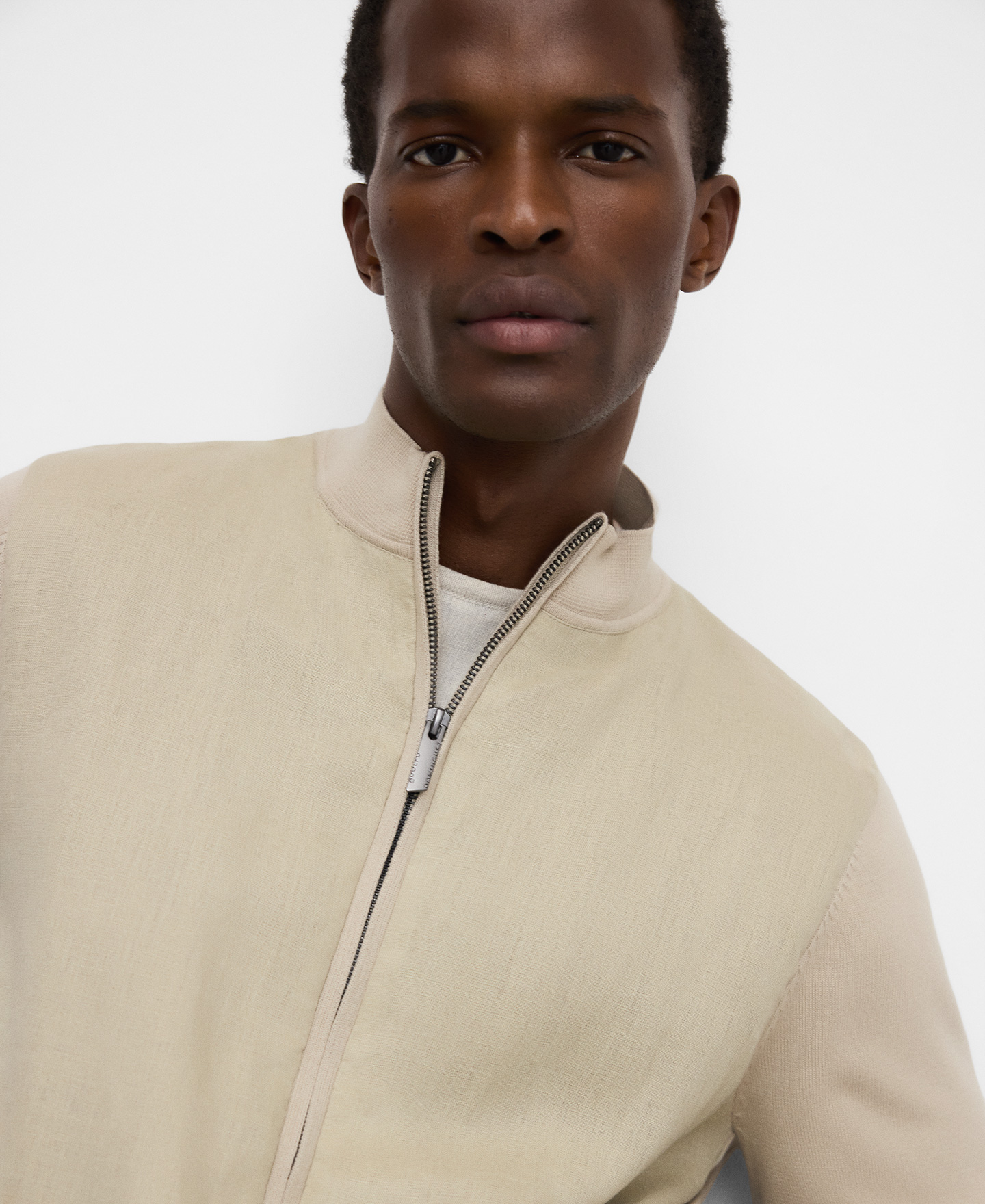 Chaqueta combinada punto algod&oacute;n y lino image number 3