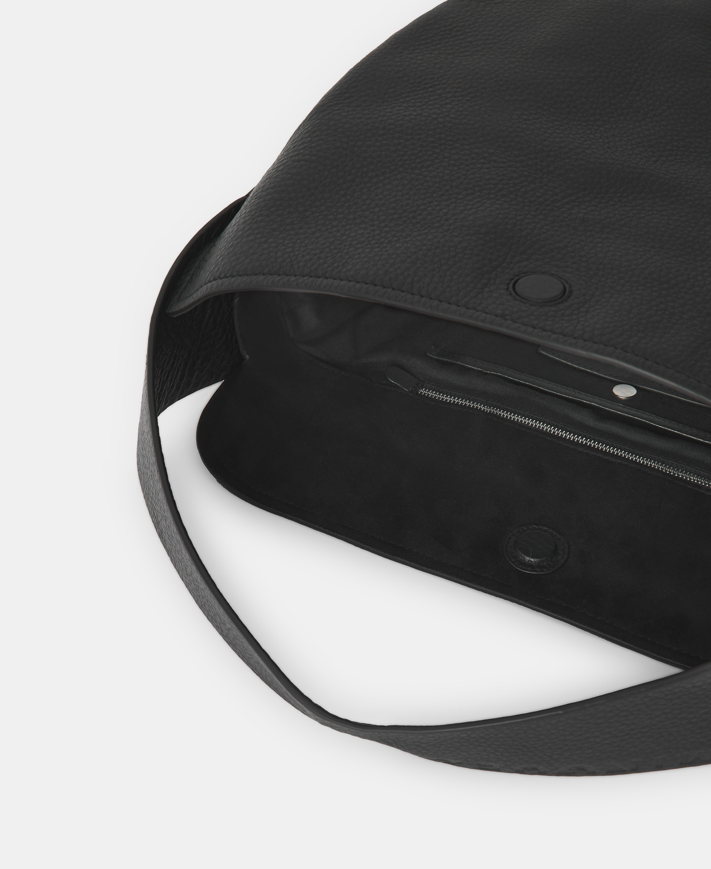Grained leather horizontal hobo bag image number 2