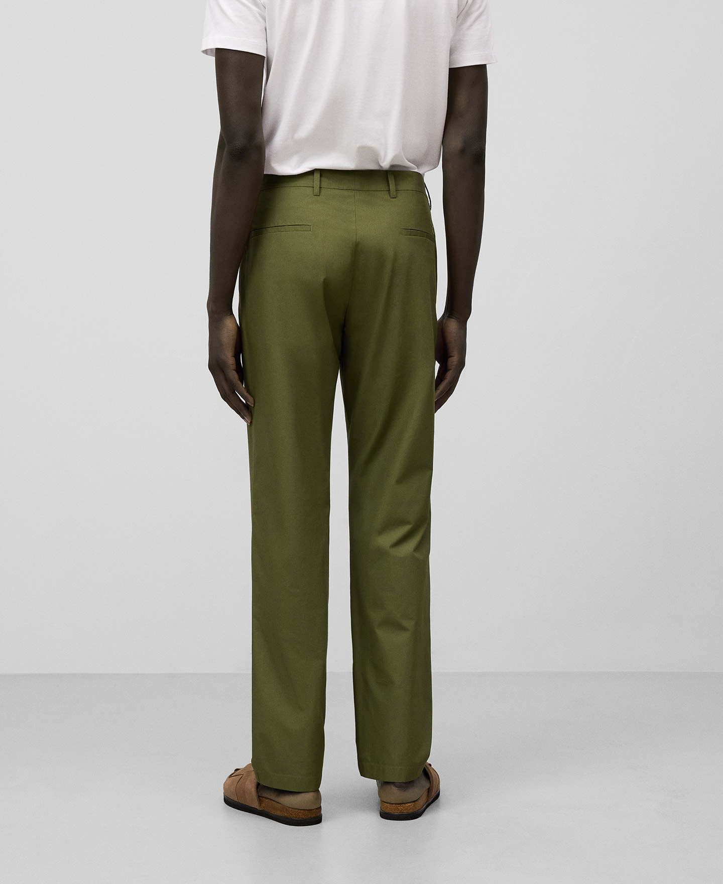 Cotton poplin straight trousers man image number 2
