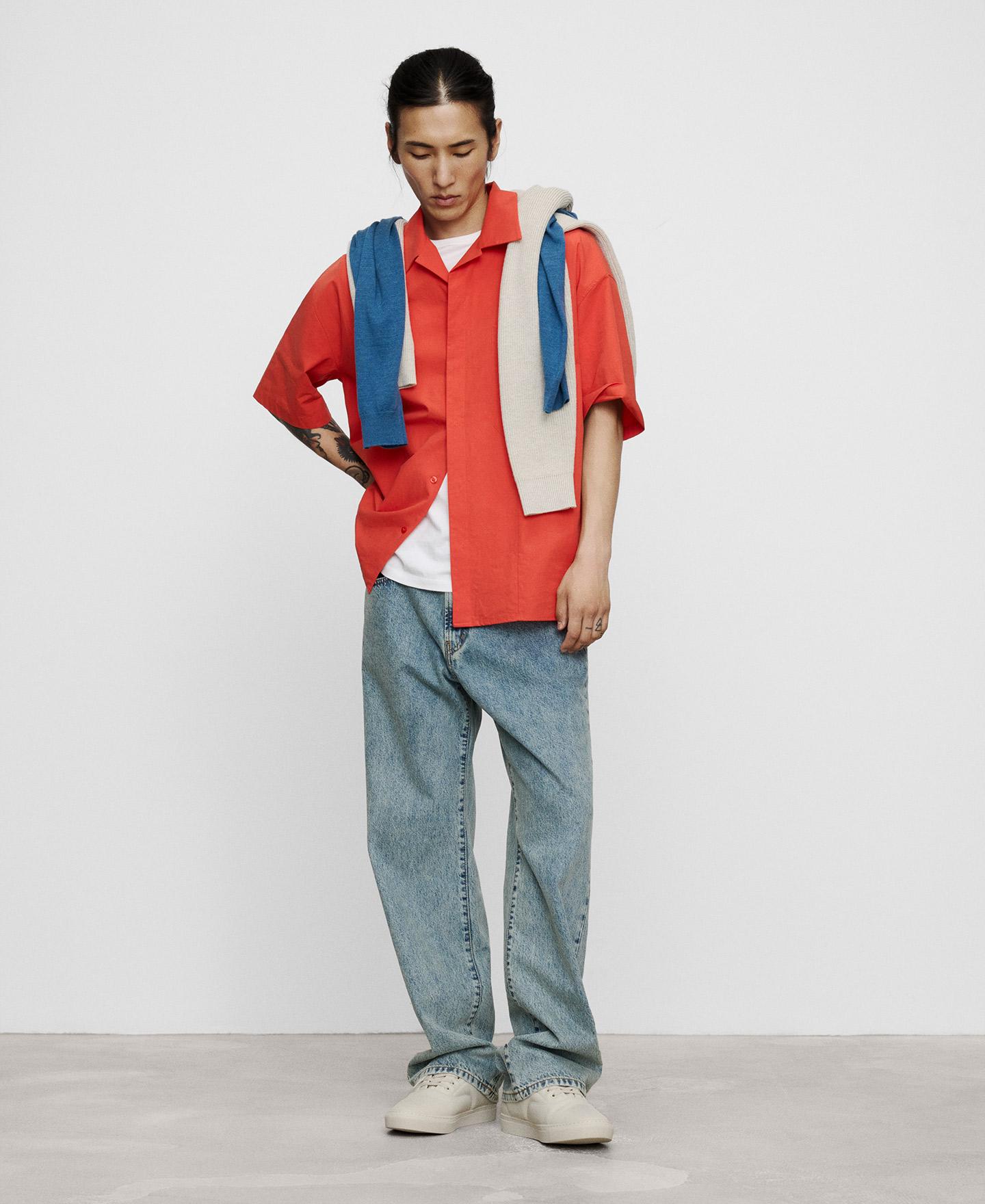 Camisa oversize cuello bowling algod&oacute;n image number 1