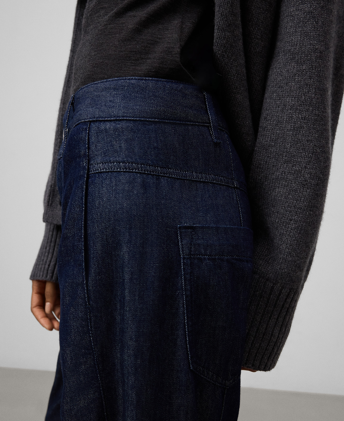 Pantalón barrel fit denim algodón mujer image number 3