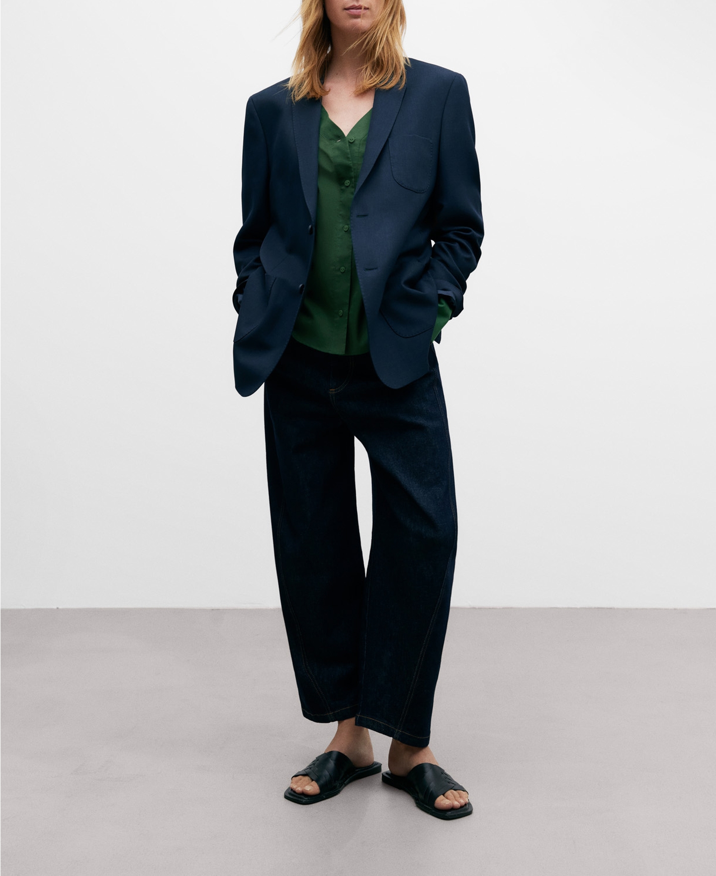 Cotton double v-neck blouse image number 1