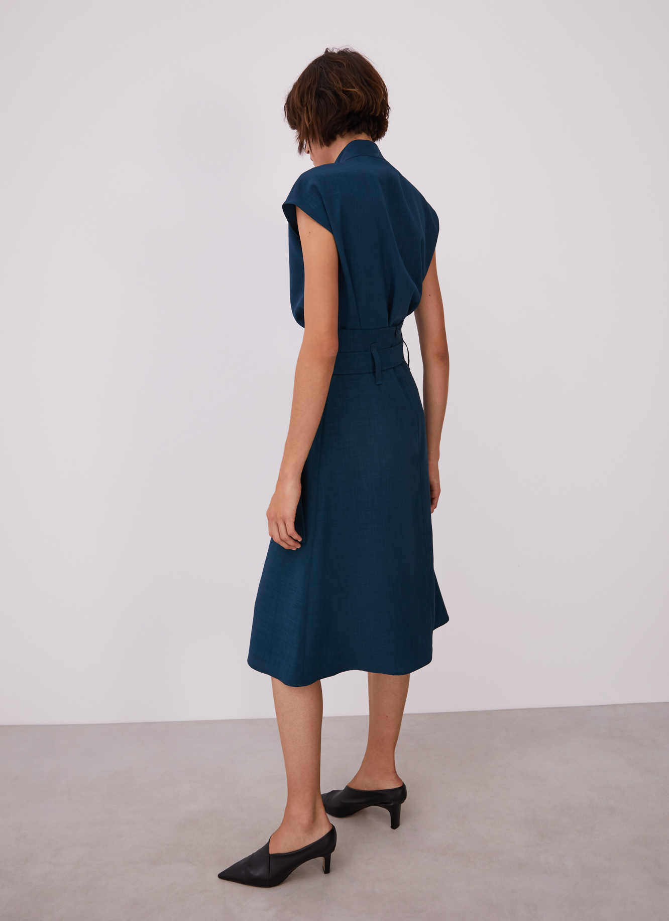 Midi skirt with overlayer and belt image number 2