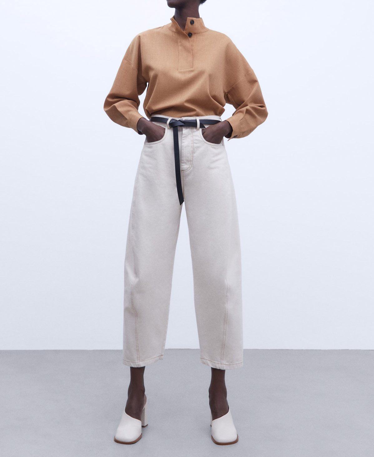 Recycled polyester Mandarin collar shirt image number 1