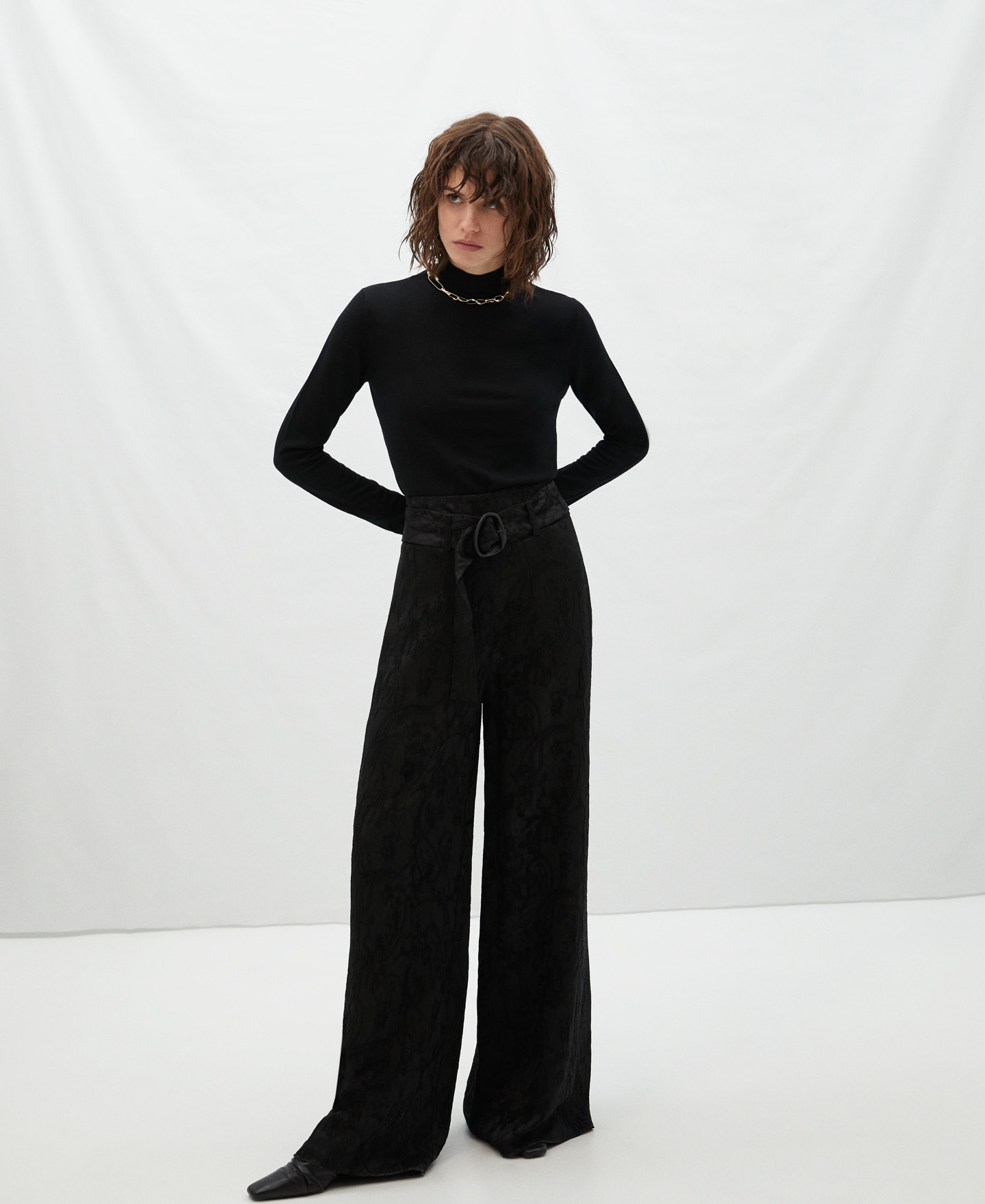Jacquard palazzo trousers image number 1