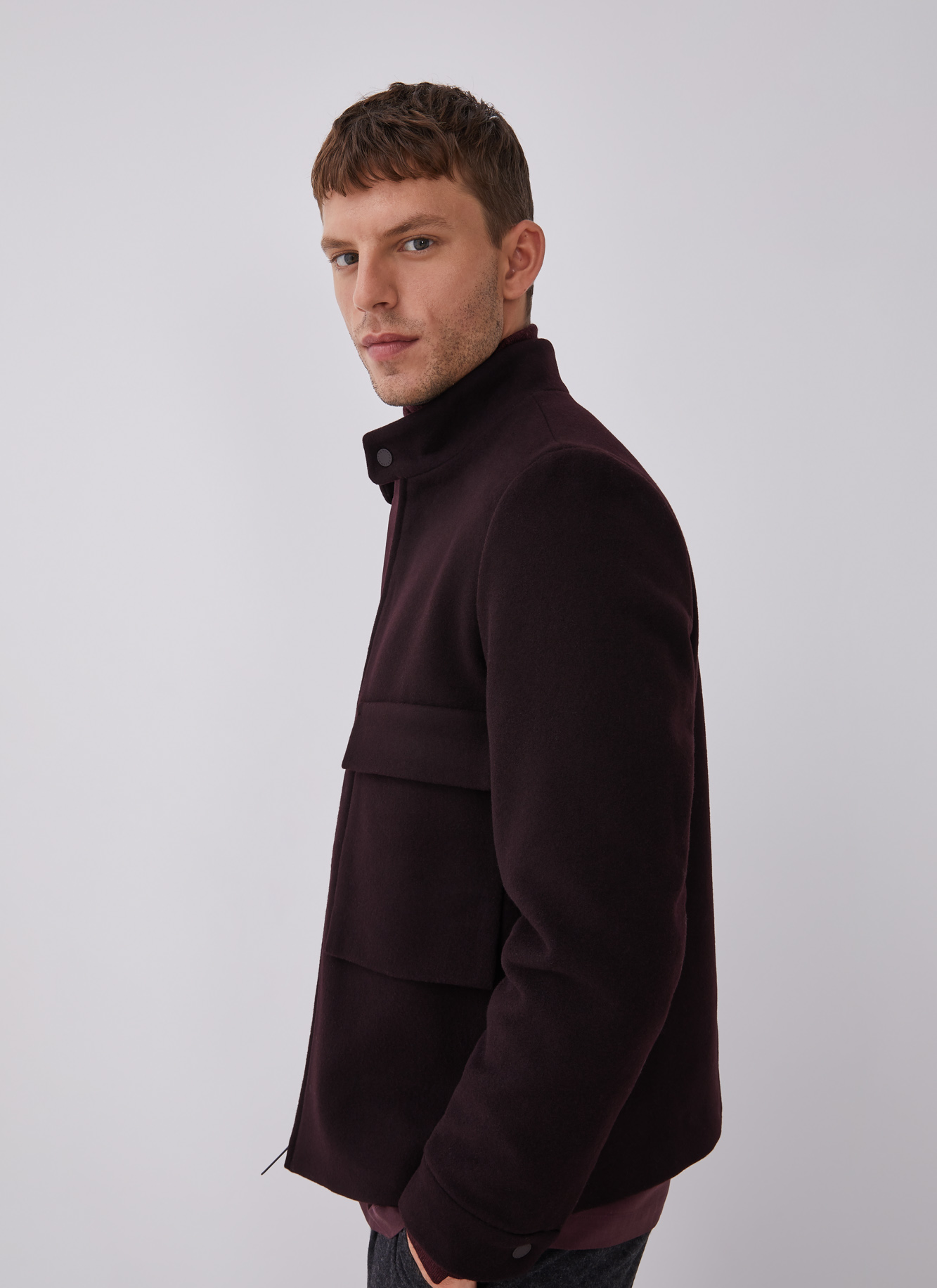 Wool jacket with patch pockets image number 4