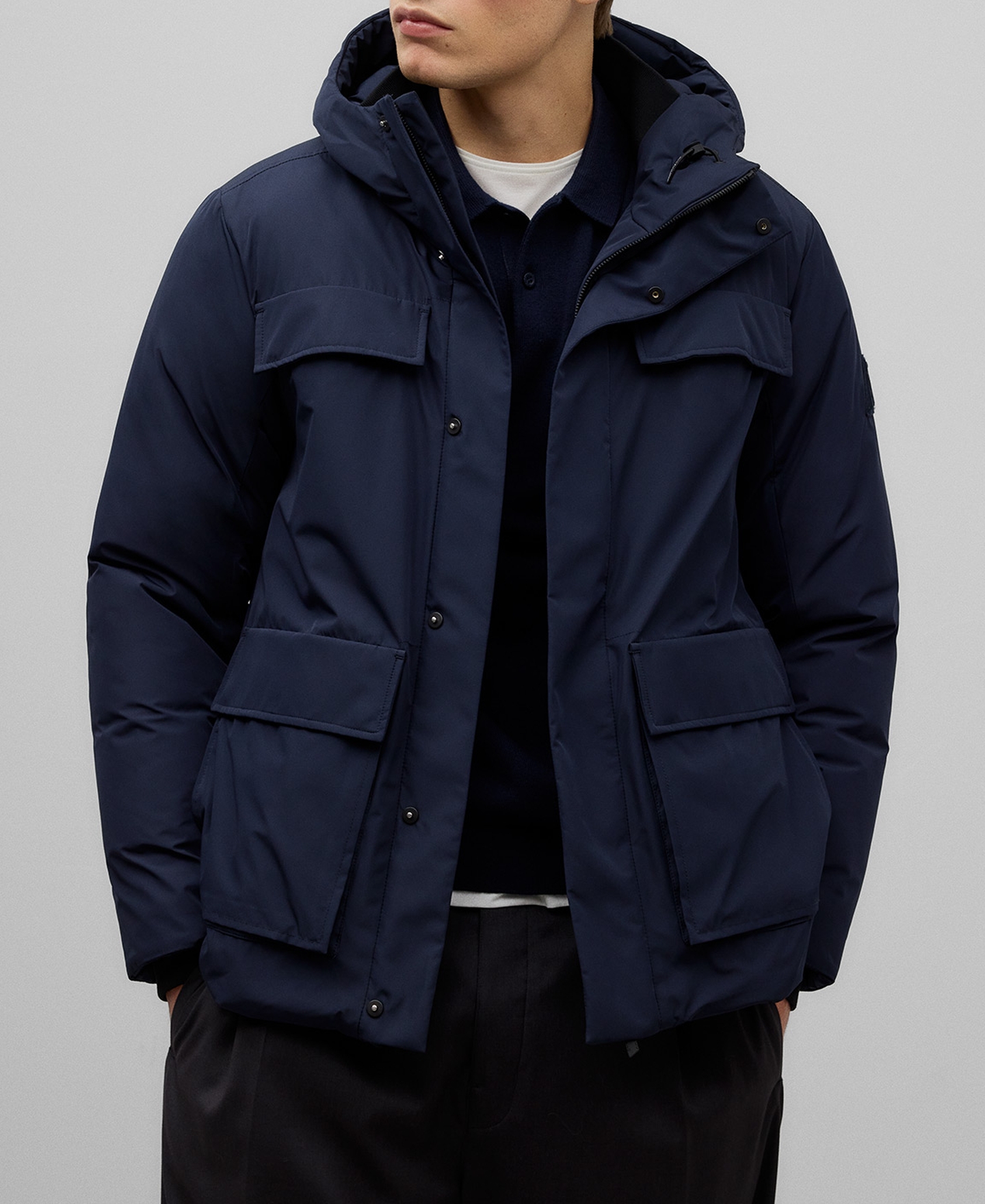 Navy blue padded parka man image number 0