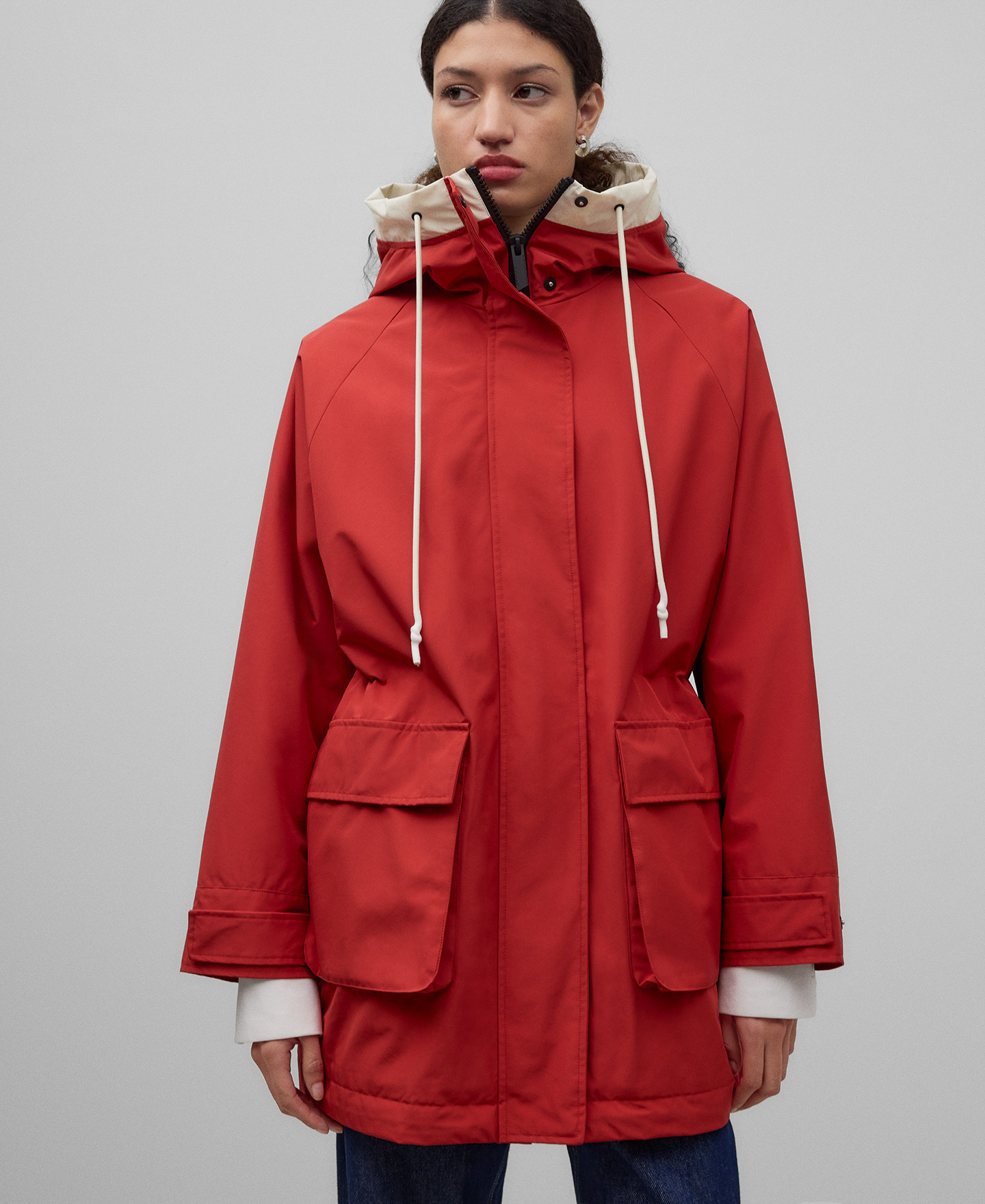 Two-tone hooded parka woman image number 0
