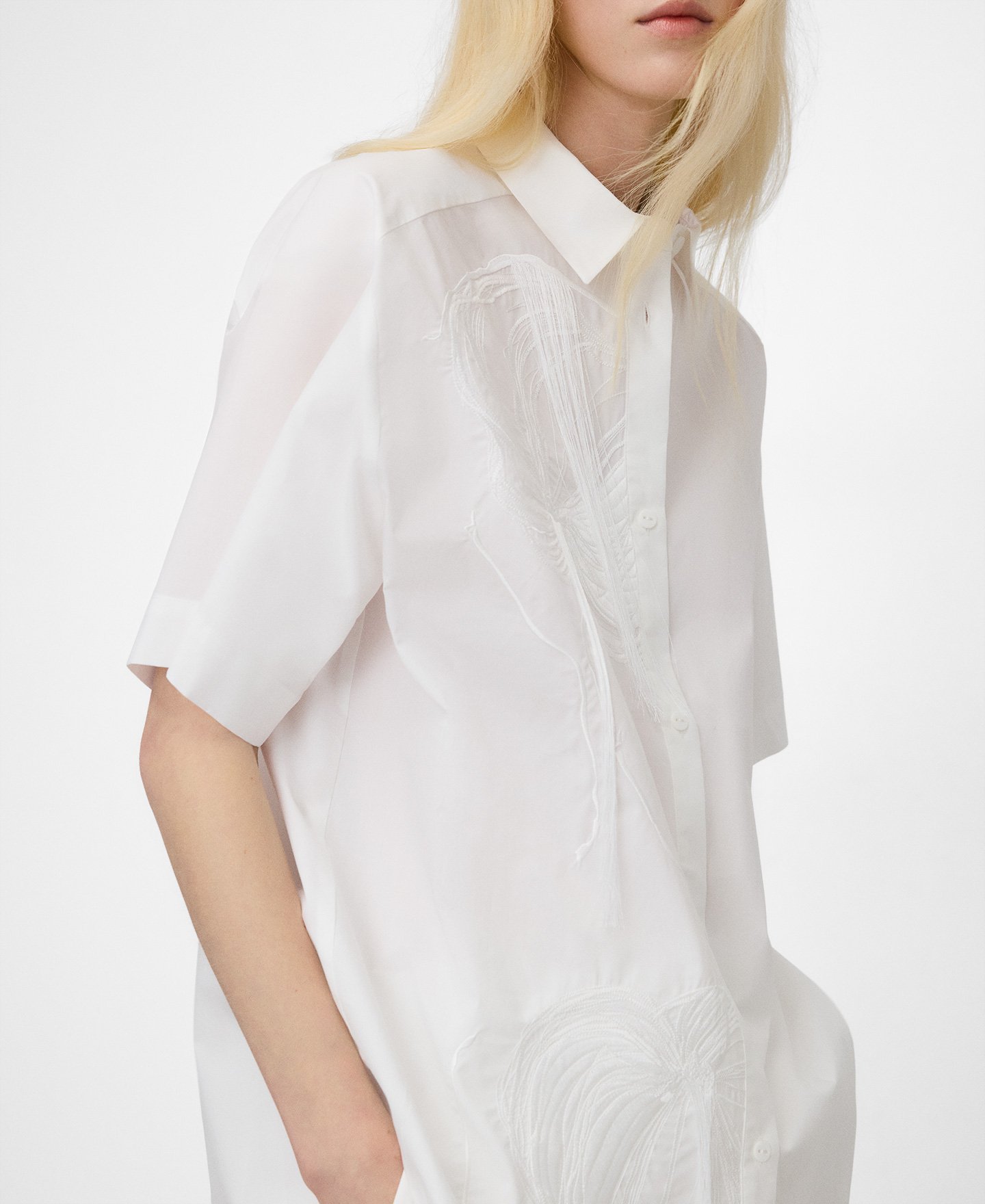 Cotton embroidered oversize shirt image number 3