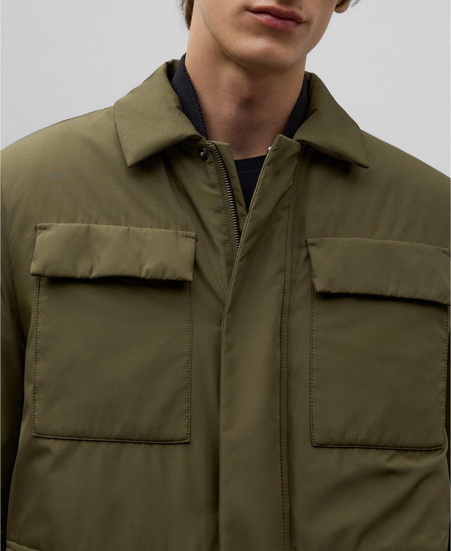 Khaki quilted coat man image number 3