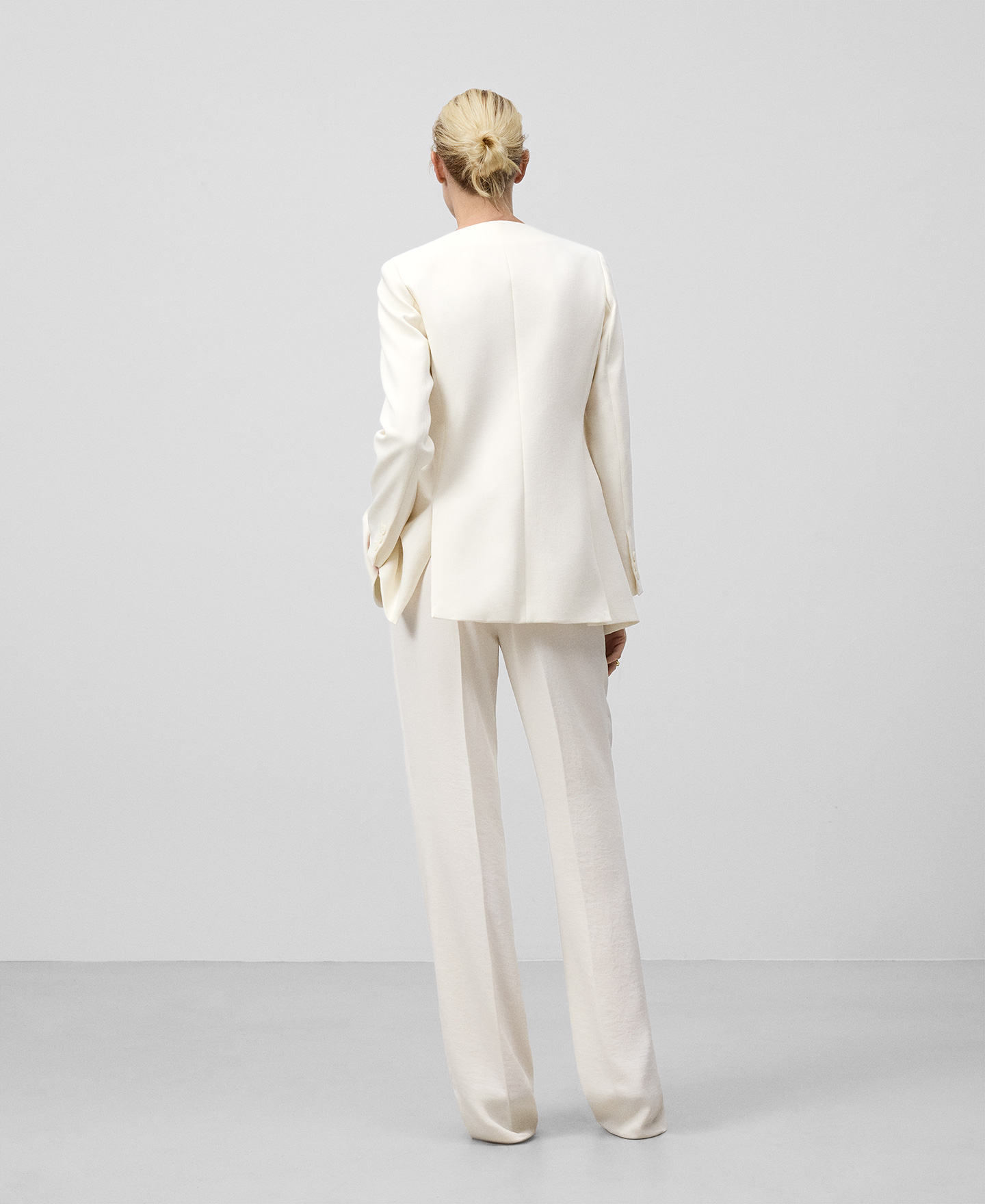 Ecru straight trousers woman image number 2
