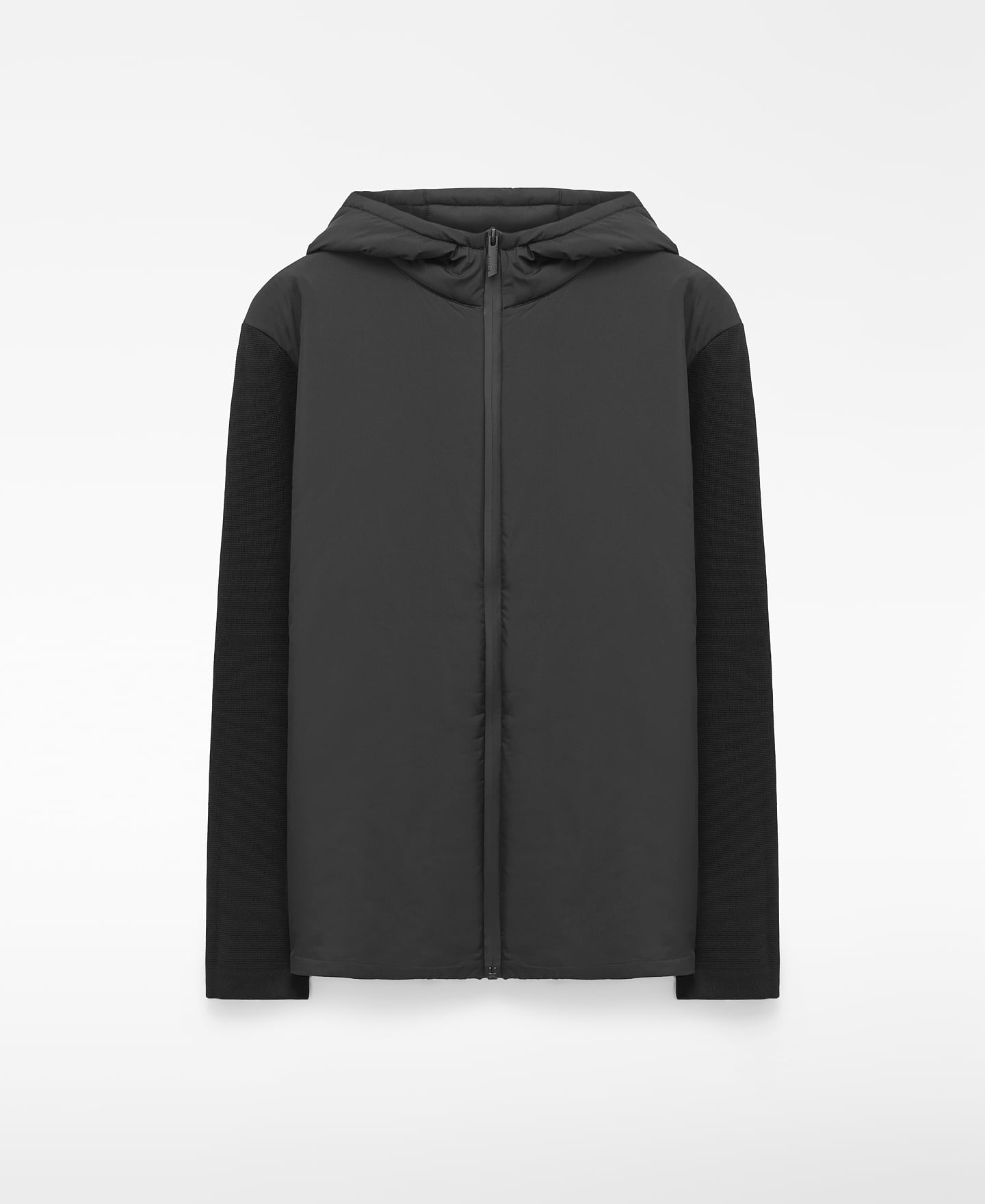 Nylon and knit hooded jacket image number 4