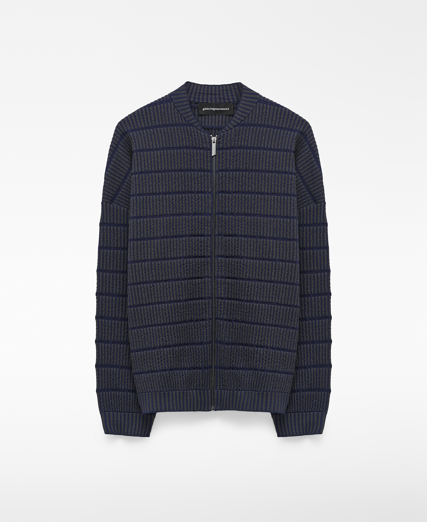 Striped structured knit bomber jacket image number 4