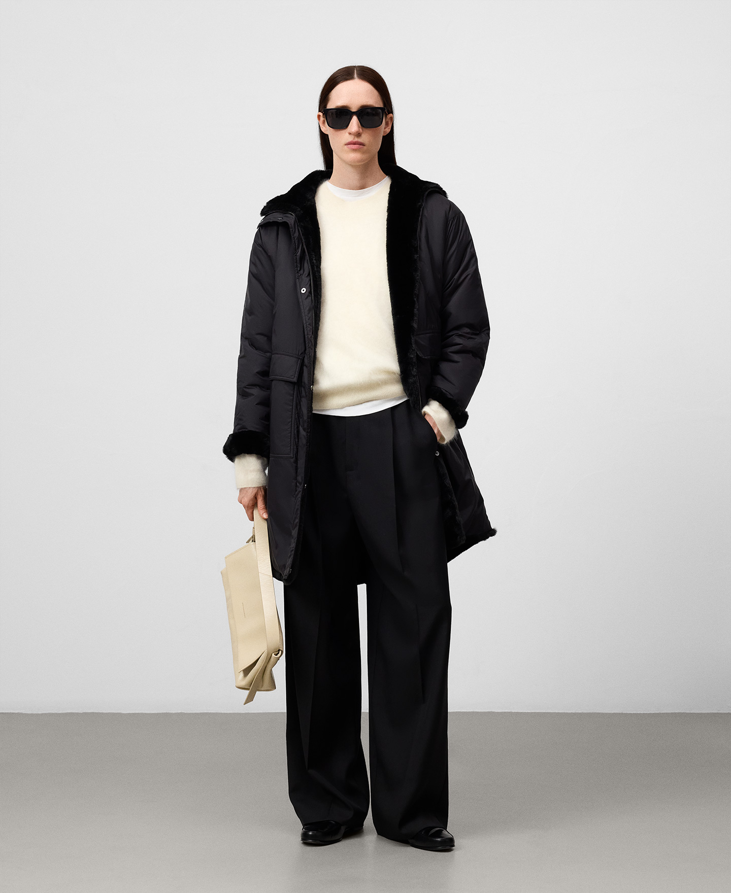Nylon funnel neck parka woman image number 1