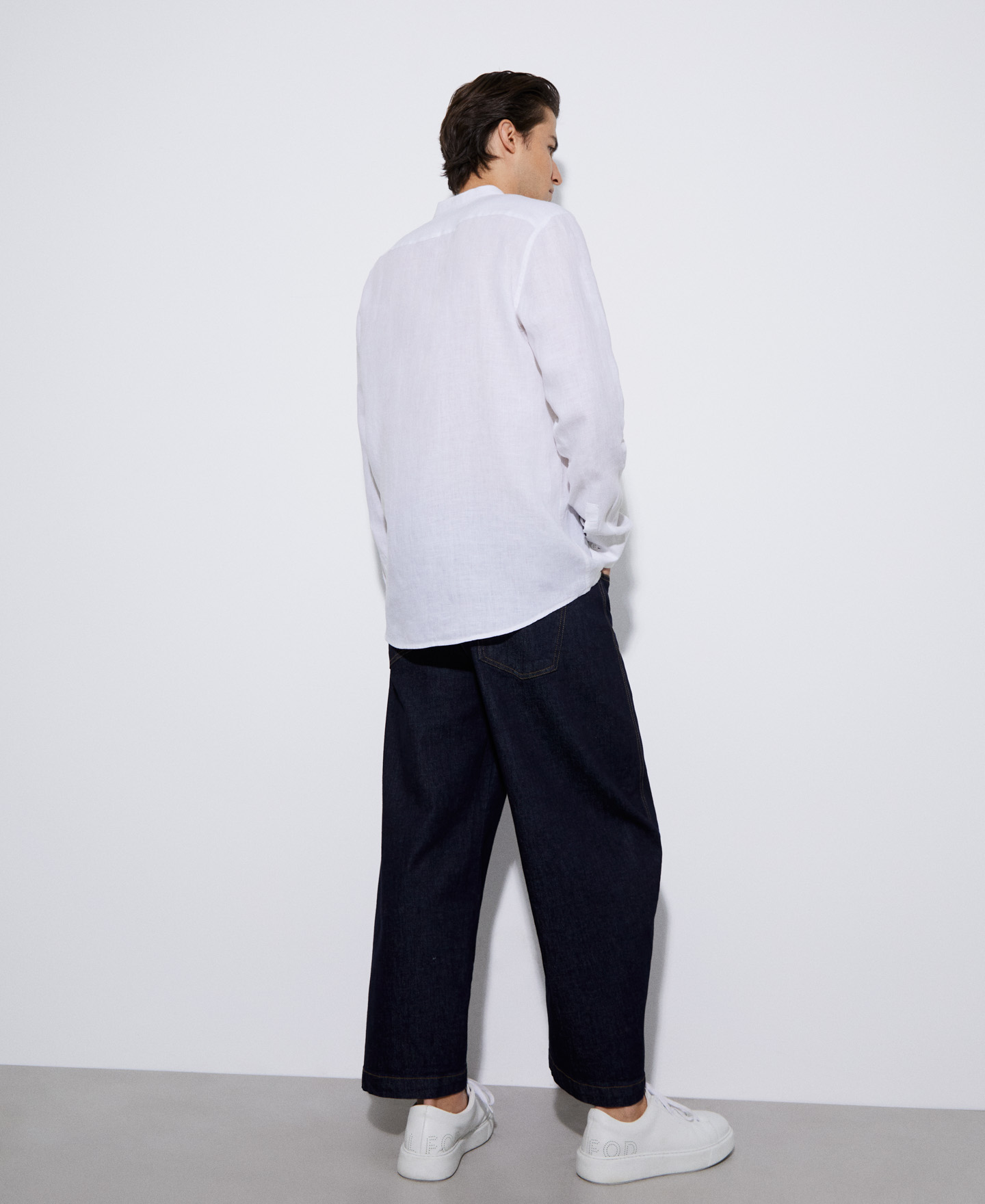 Mao collar linen shirt image number 2