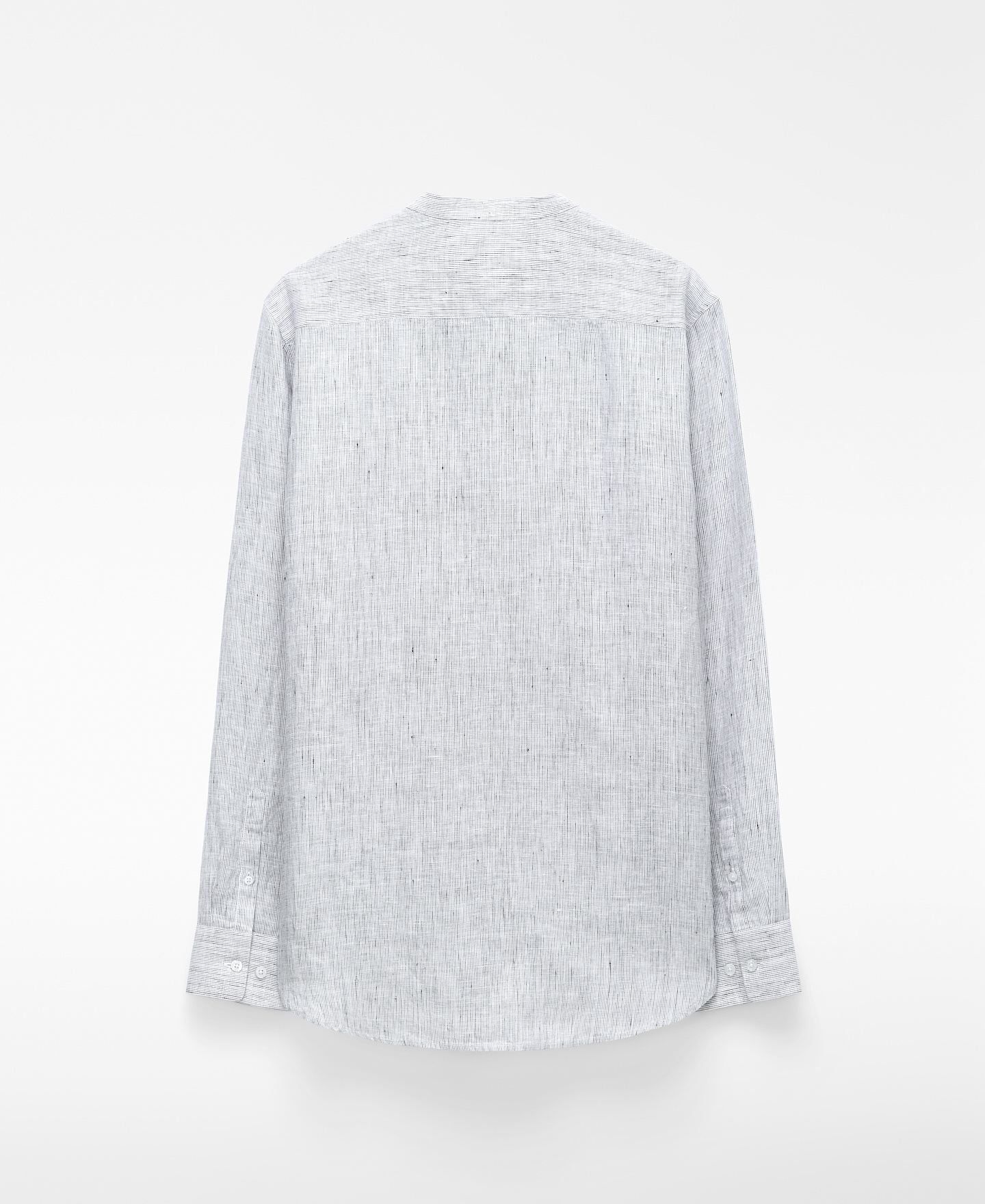 Linen regular fit mandarin collar shirt image number 5