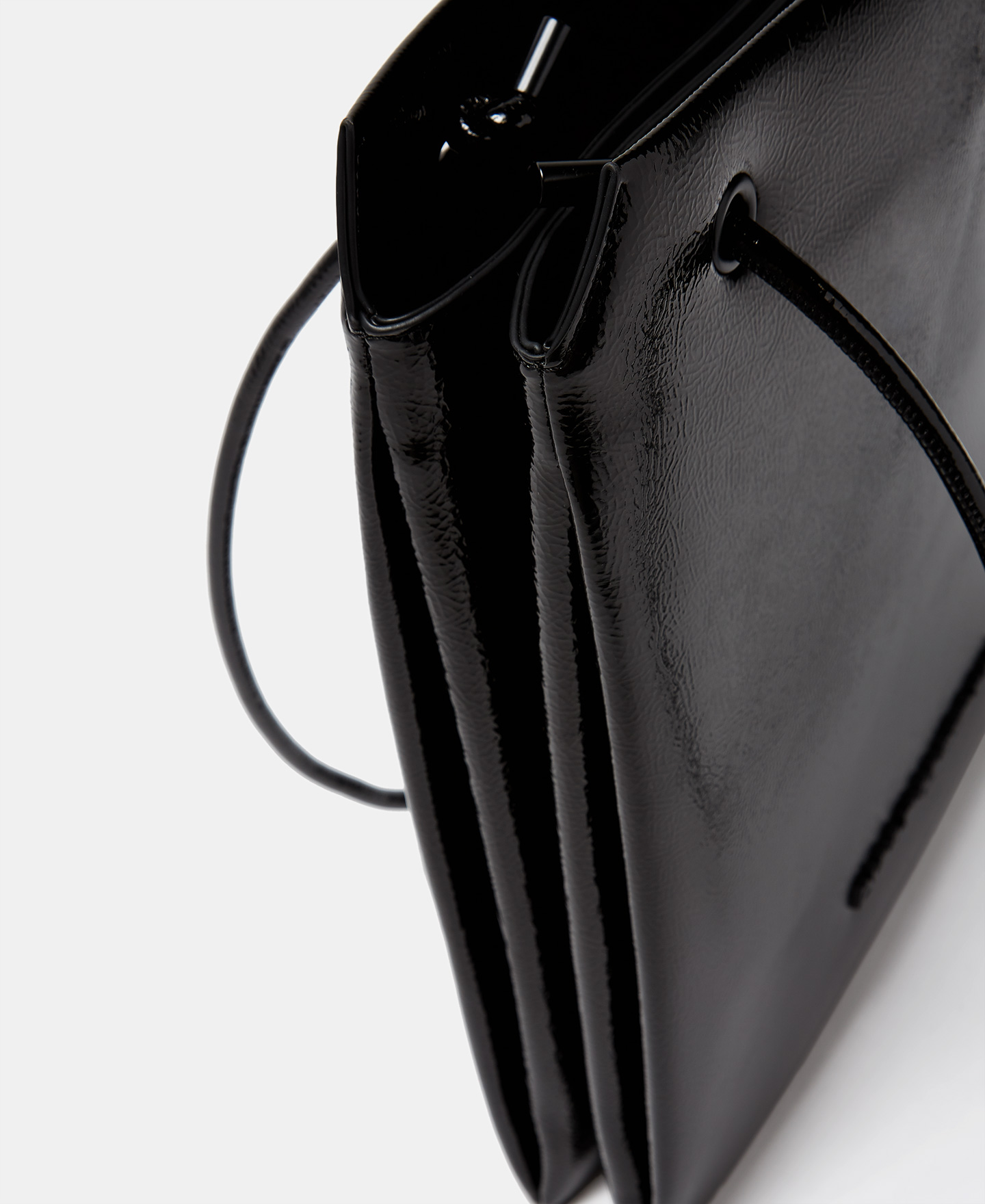 Patent leather textured vertical shopper image number 1