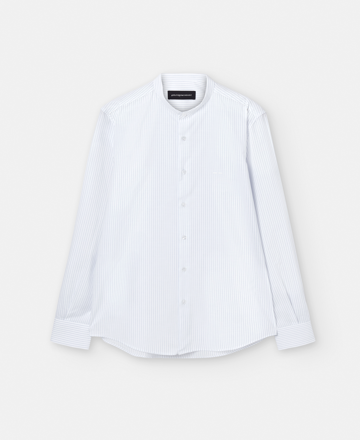 Mandarin collar striped cotton shirt image number 4