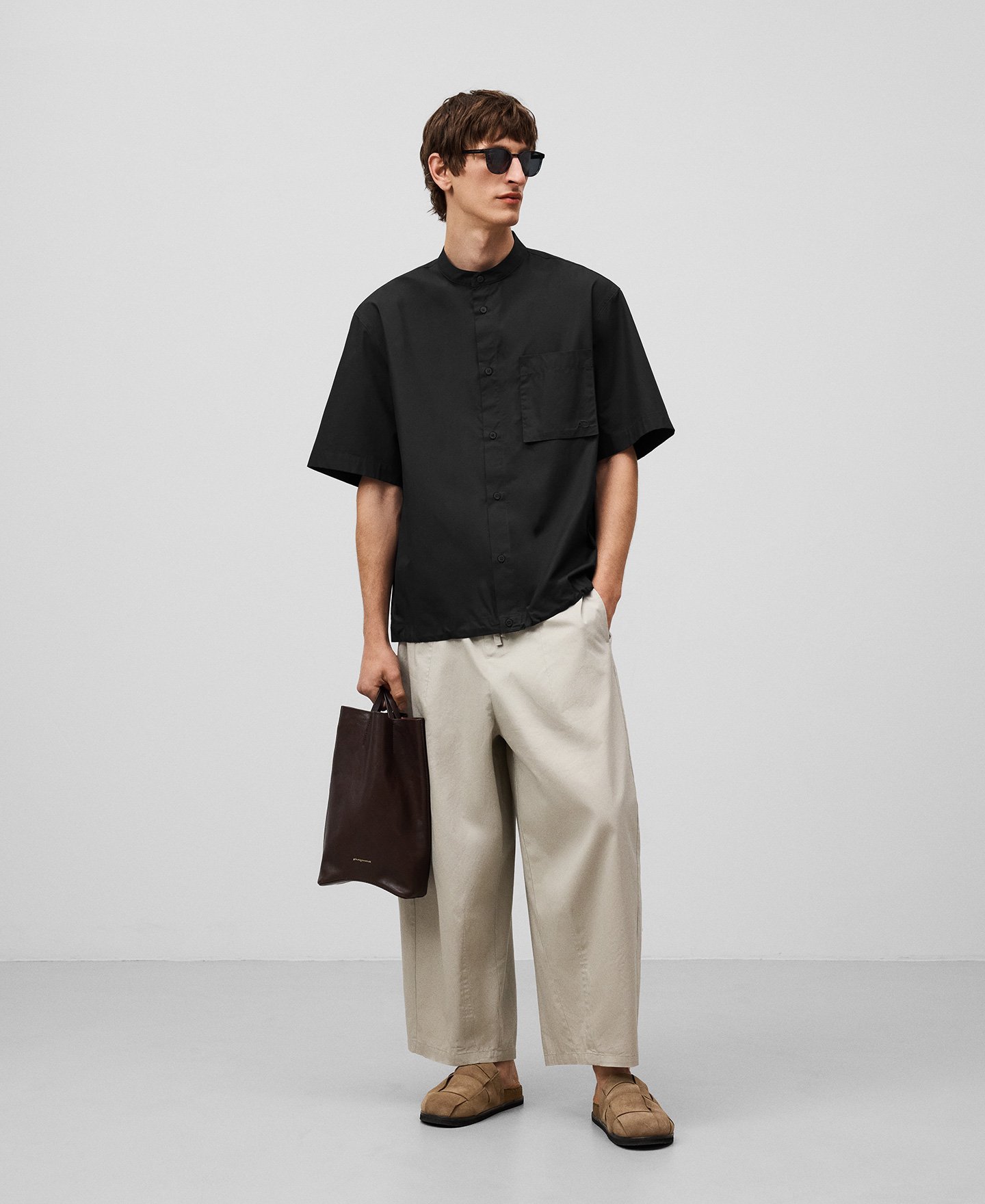 Cotton Mandarin collar shirt man image number 1