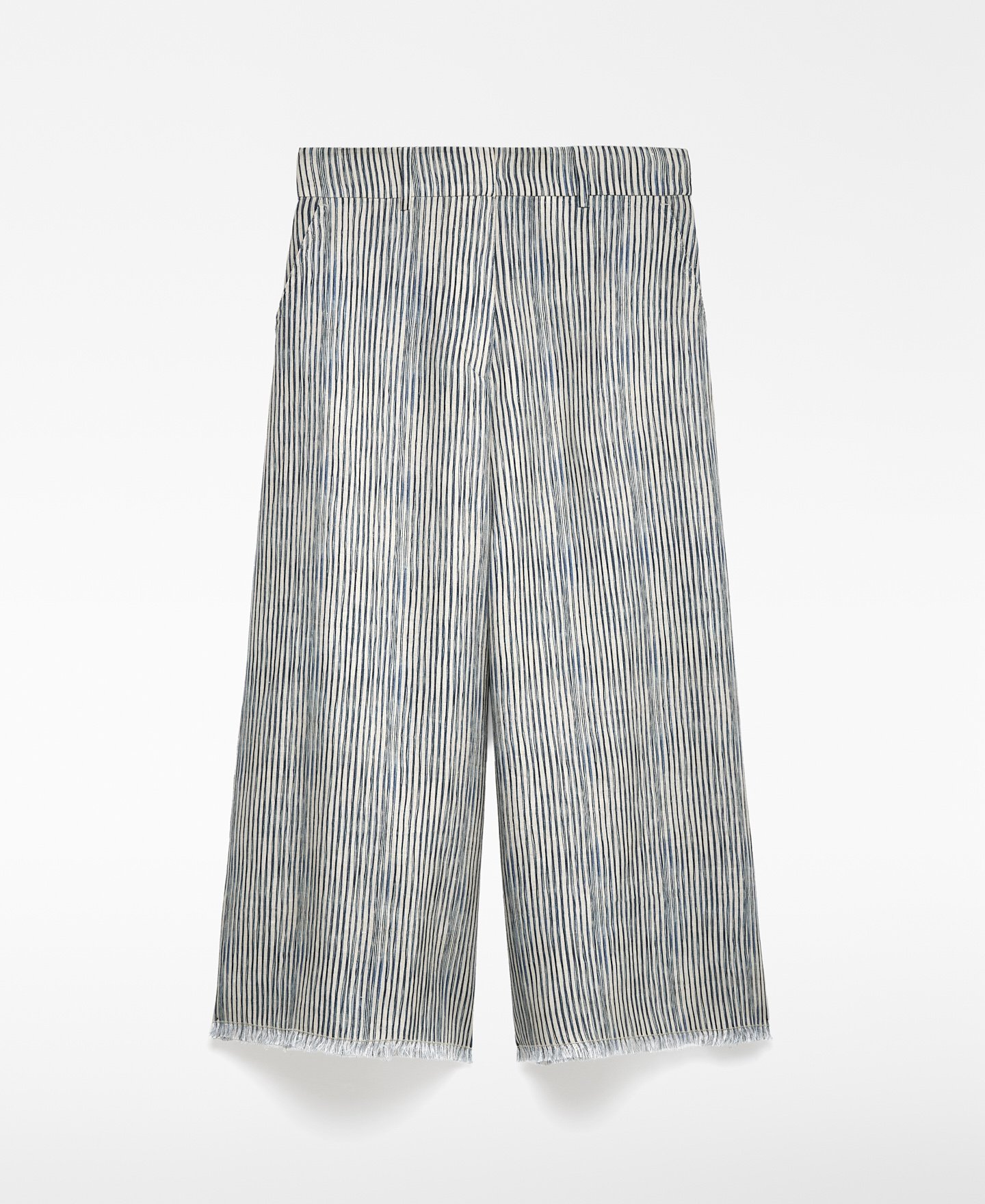 Pantalón culotte rayas lino mujer image number 4