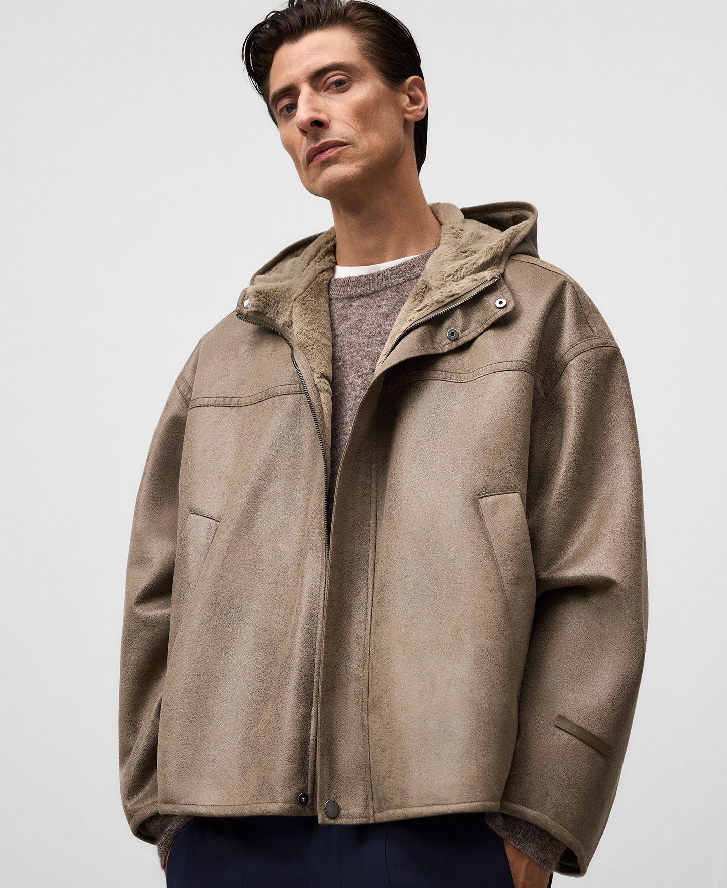 Leather-Non-Leather oversize jacket man image number 0