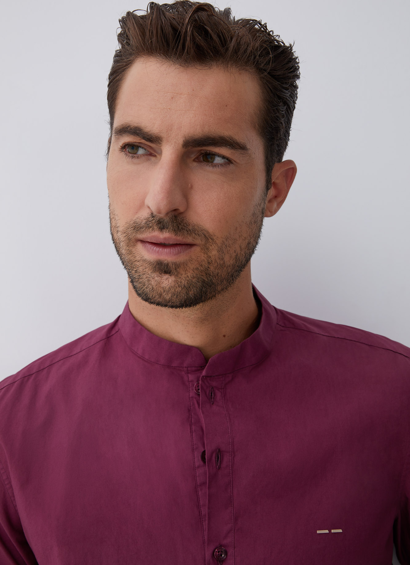 Mao button neck shirt image number 3