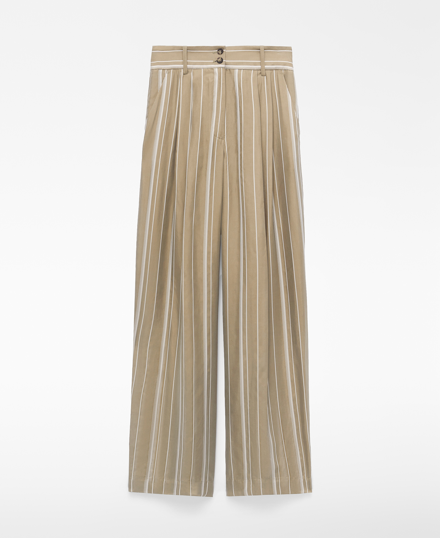 Striped double-pleated carrot trousers image number 4