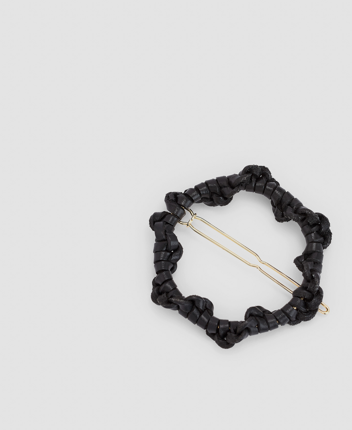 Braided leather barrette image number 2
