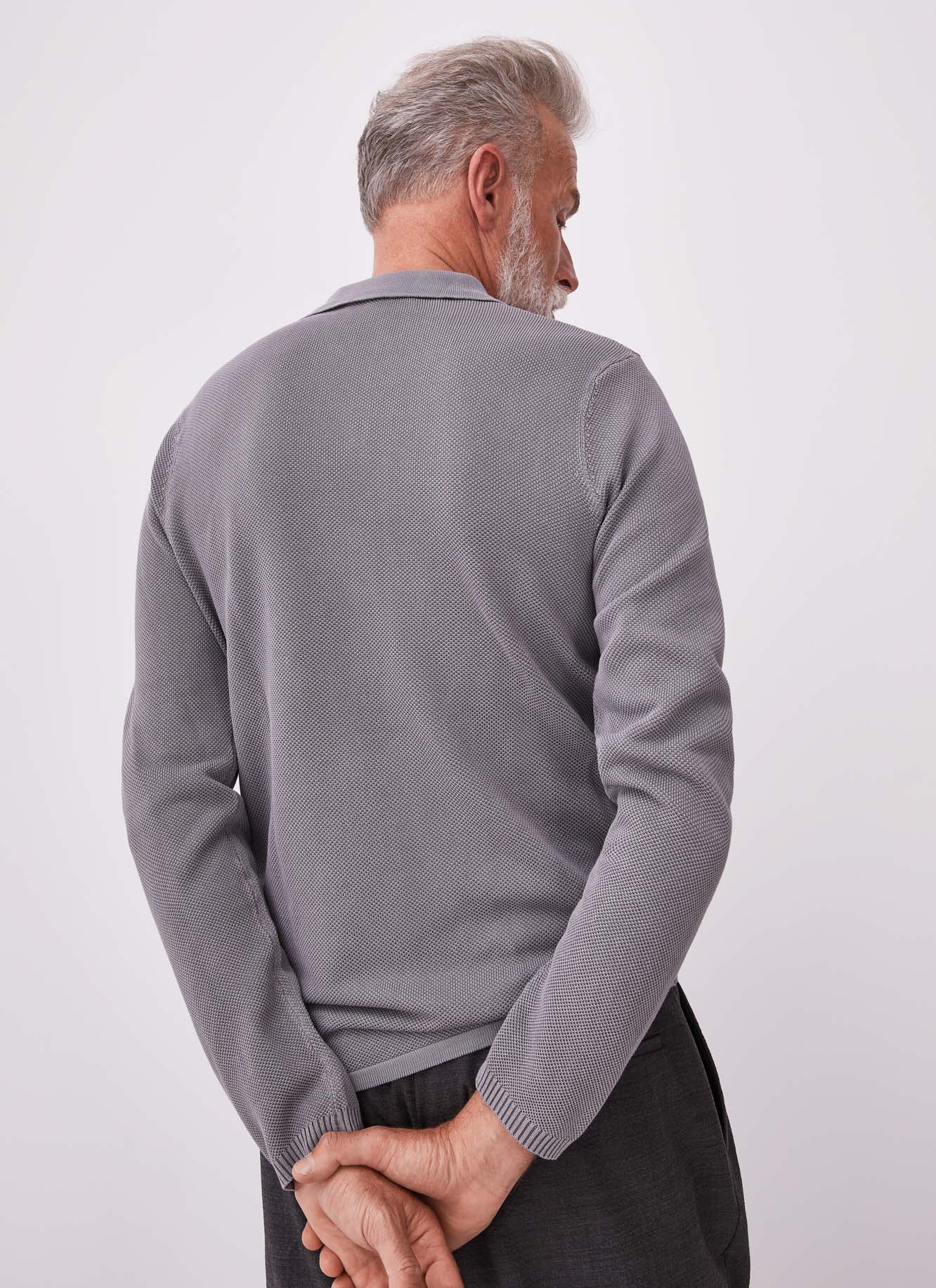 Cotton pique polo shirt with long sleeve image number 3