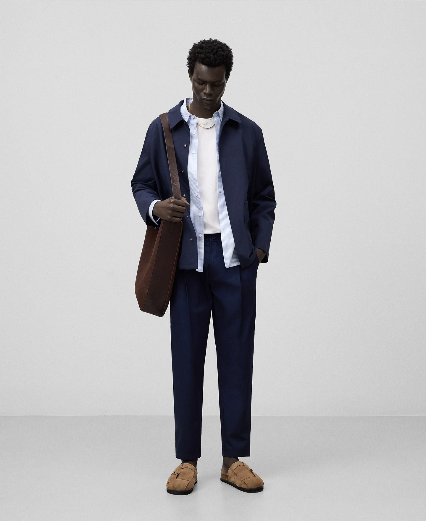 Cotton poplin chino trousers man image number 1