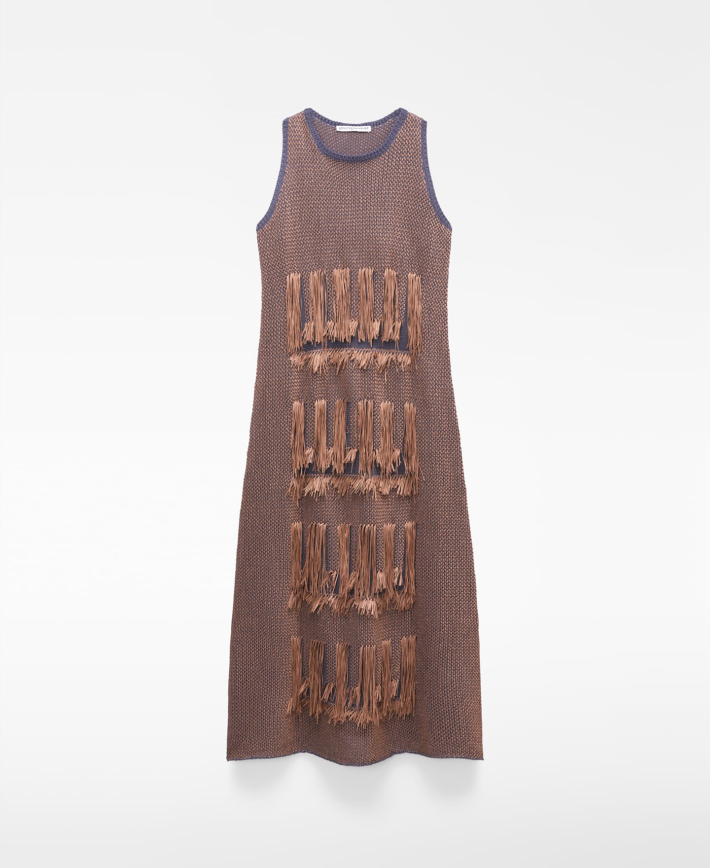 Fringed jacquard knit dress image number 4
