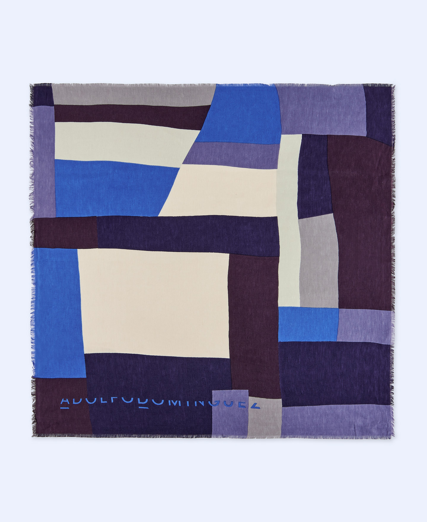 European linen Color Block printed shawl image number 0
