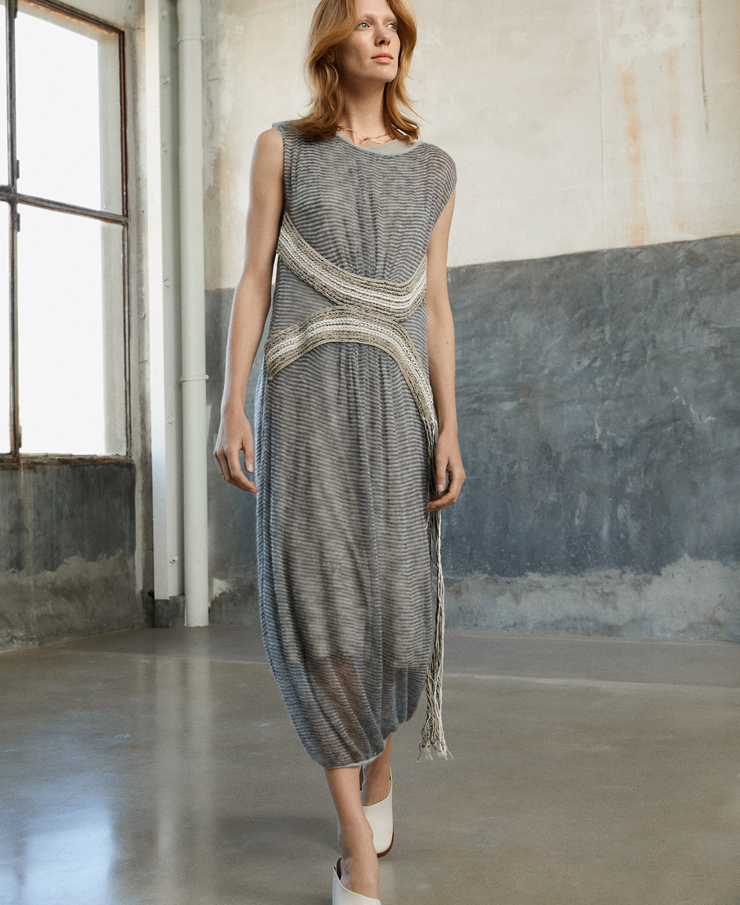 Long dress with jacquard details image number 0