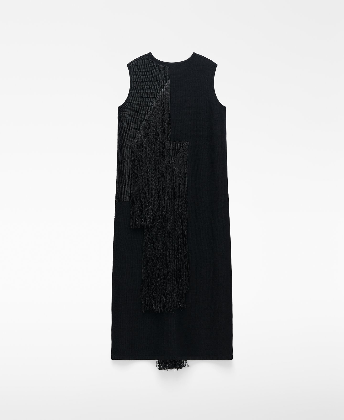 Intarsia knit dress with fringe image number 5