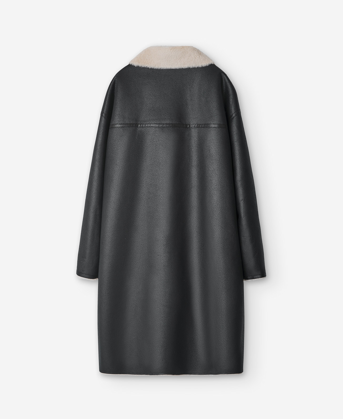 Black coat leather texture women image number 5