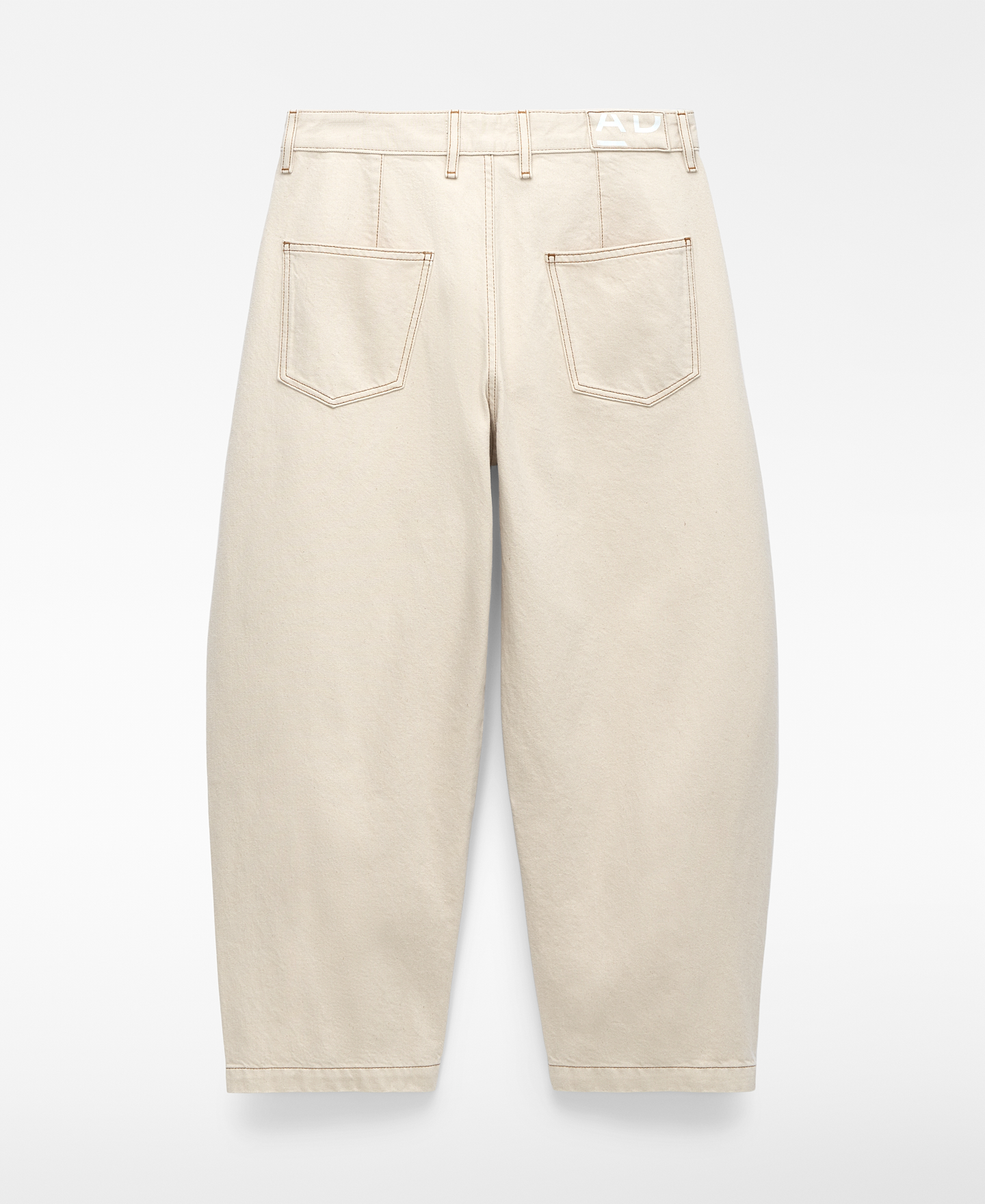 Cotton denim barrel fit trousers image number 5