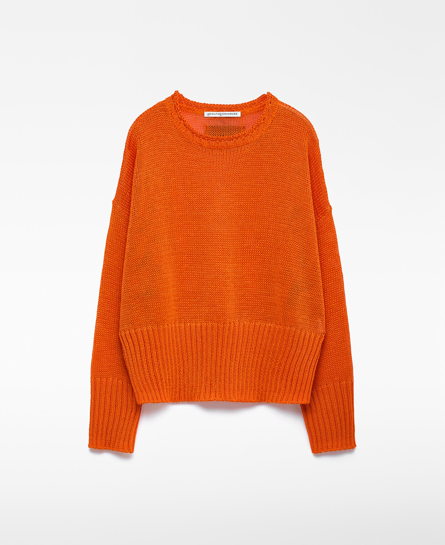 Open knitted crew neck sweater woman image number 4