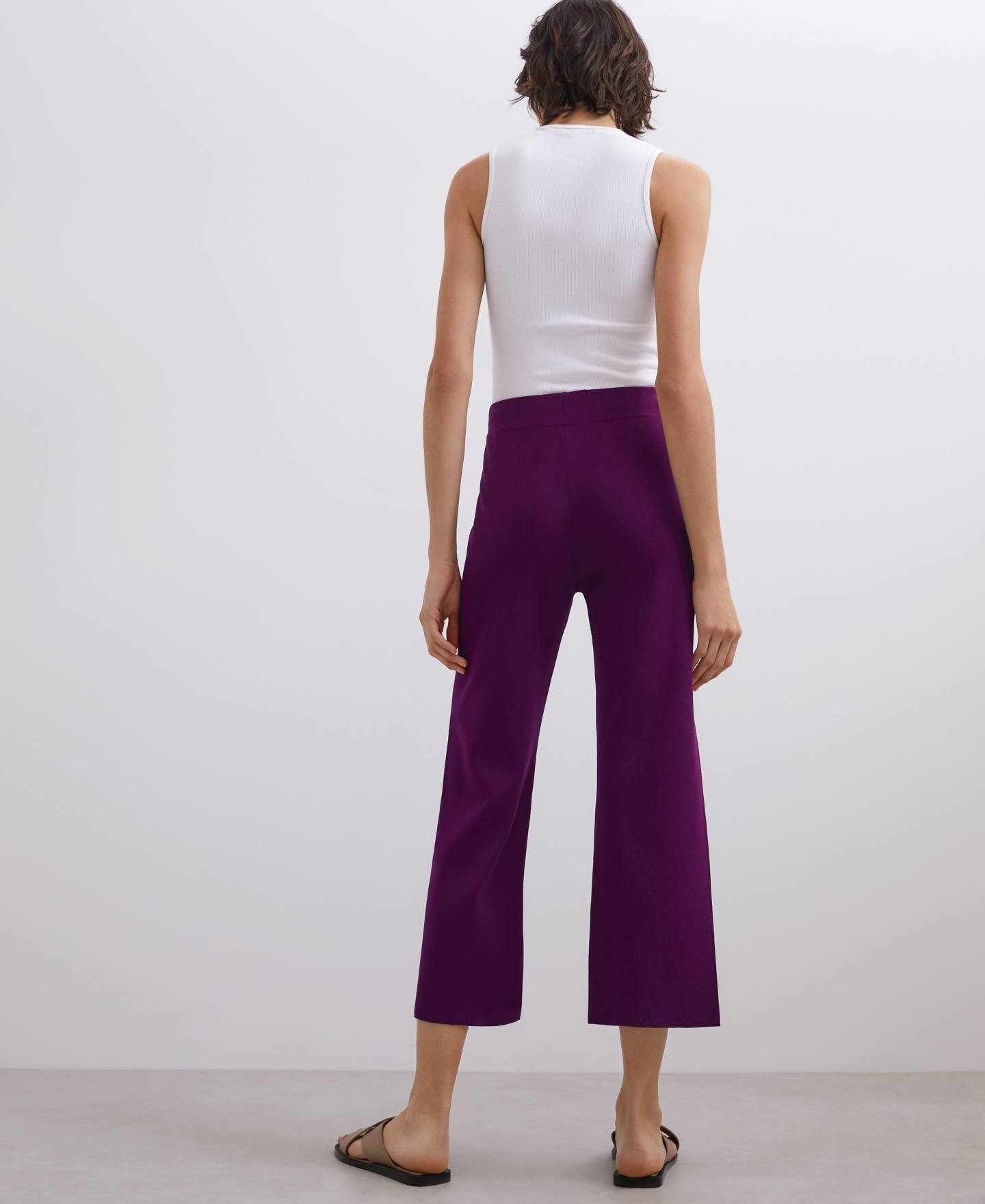 Viscose ribbed knit pants image number 1