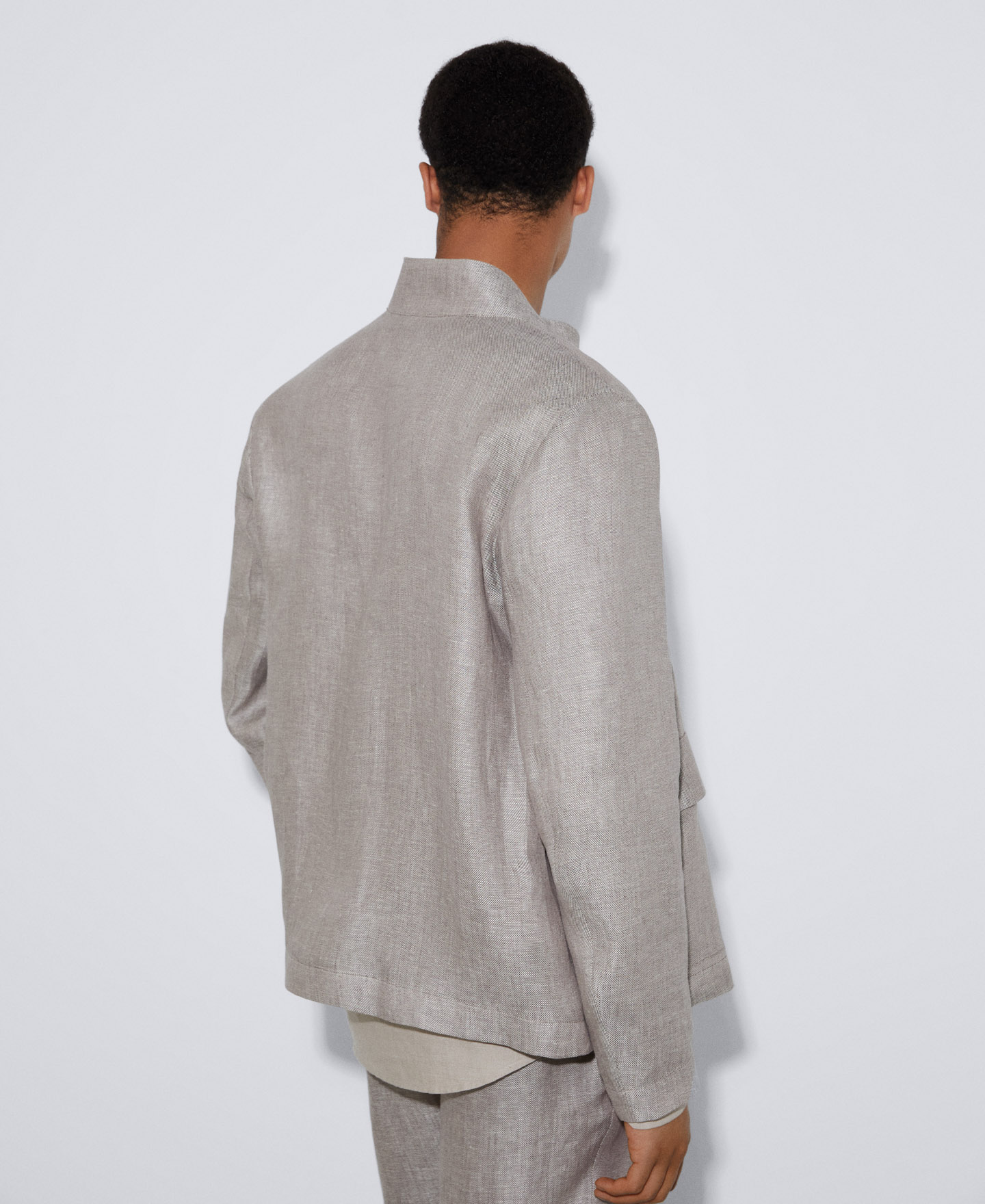 Mao collar jacket in linen image number 2