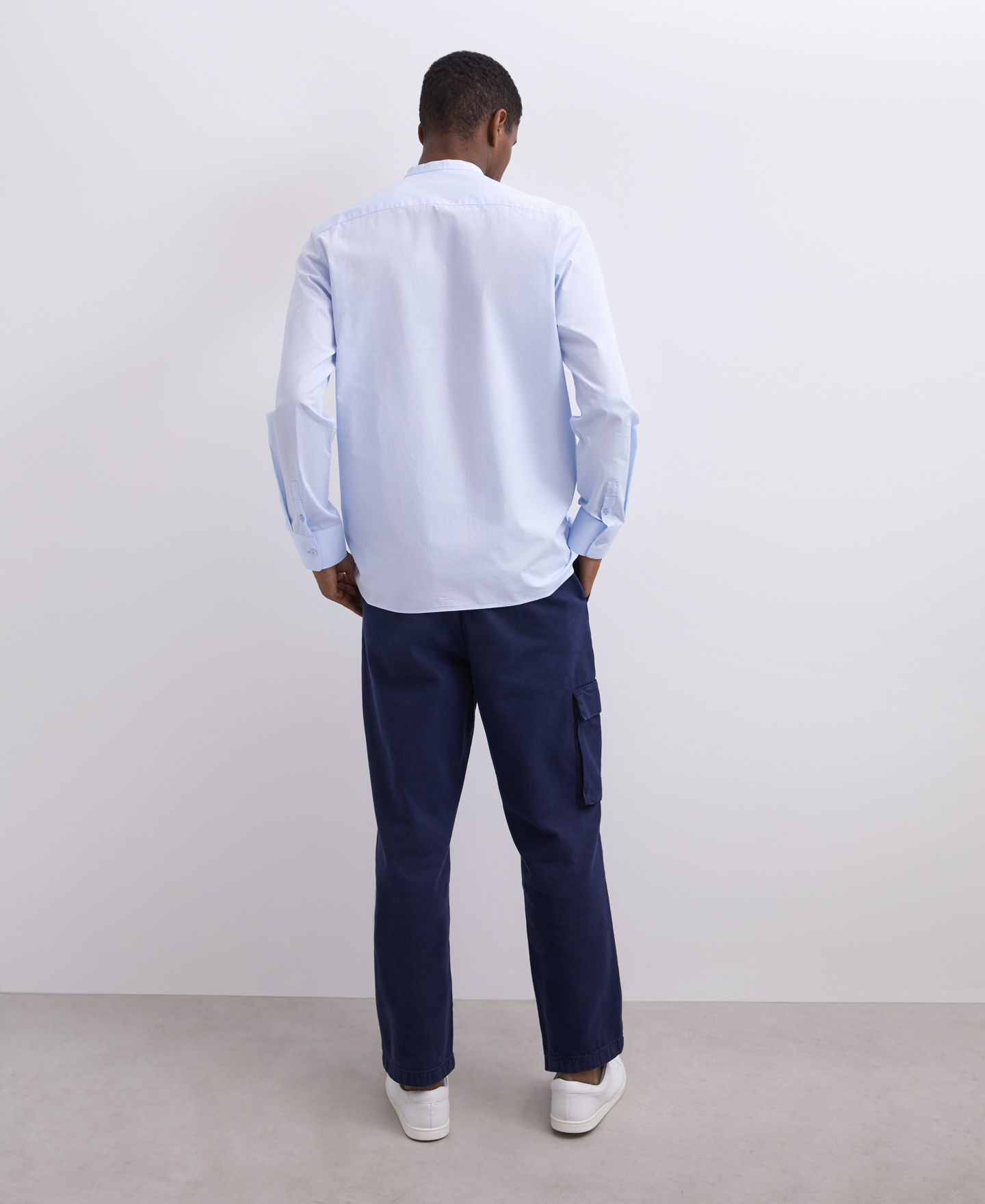 Mandarin collar cotton shirt image number 1