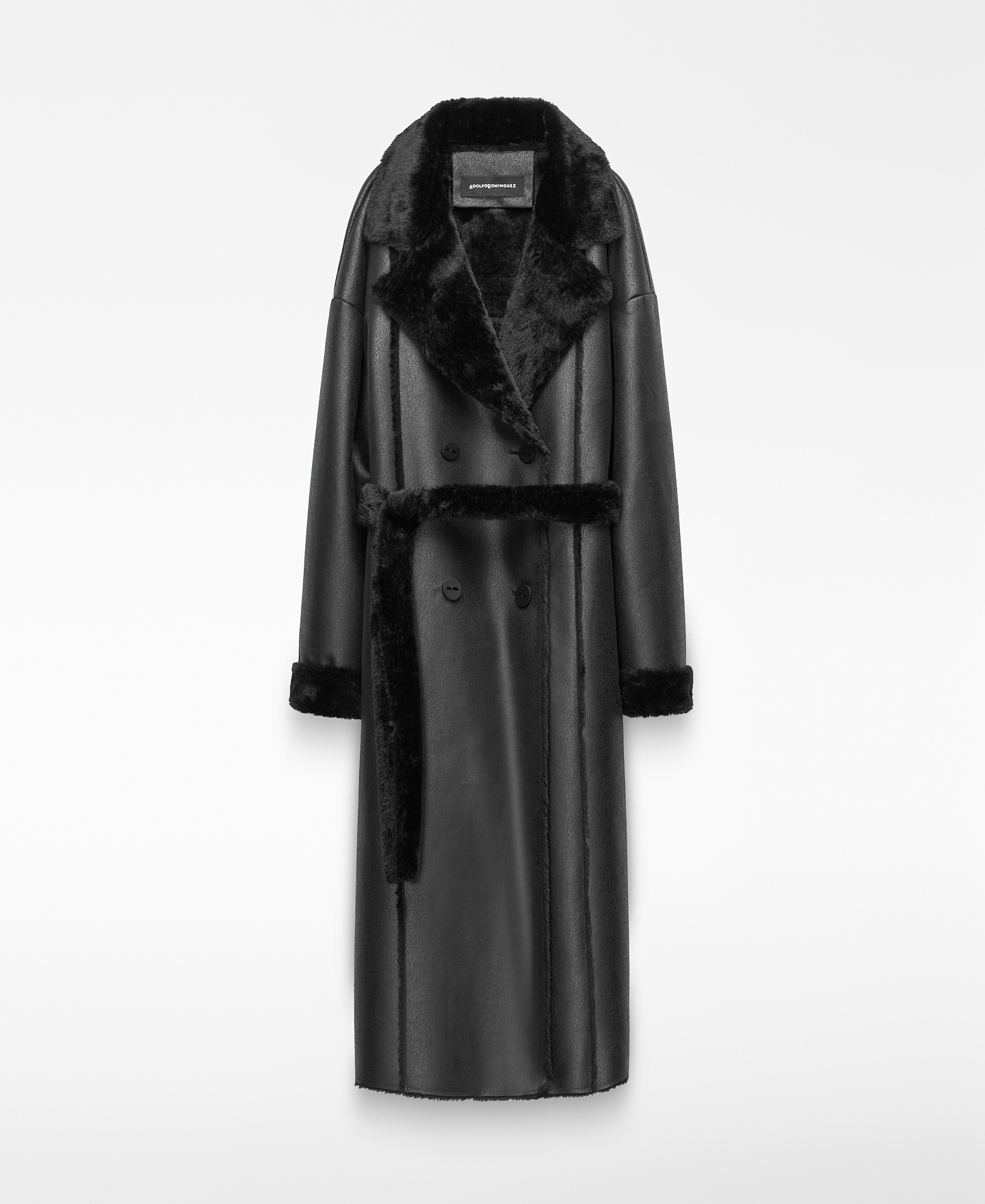 Leather-Non-Leather double-faced coat image number 4
